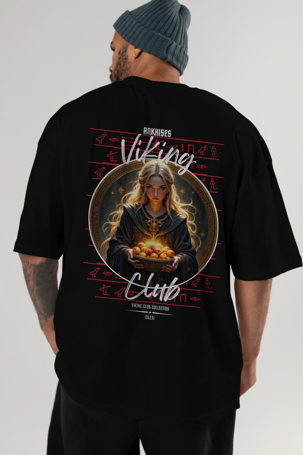 Viking Mitolojisi Serisi 16 Arka Baskılı Oversize t-shirt Erkek Kadın %100 Pamuk Bisiklet Yaka tişort