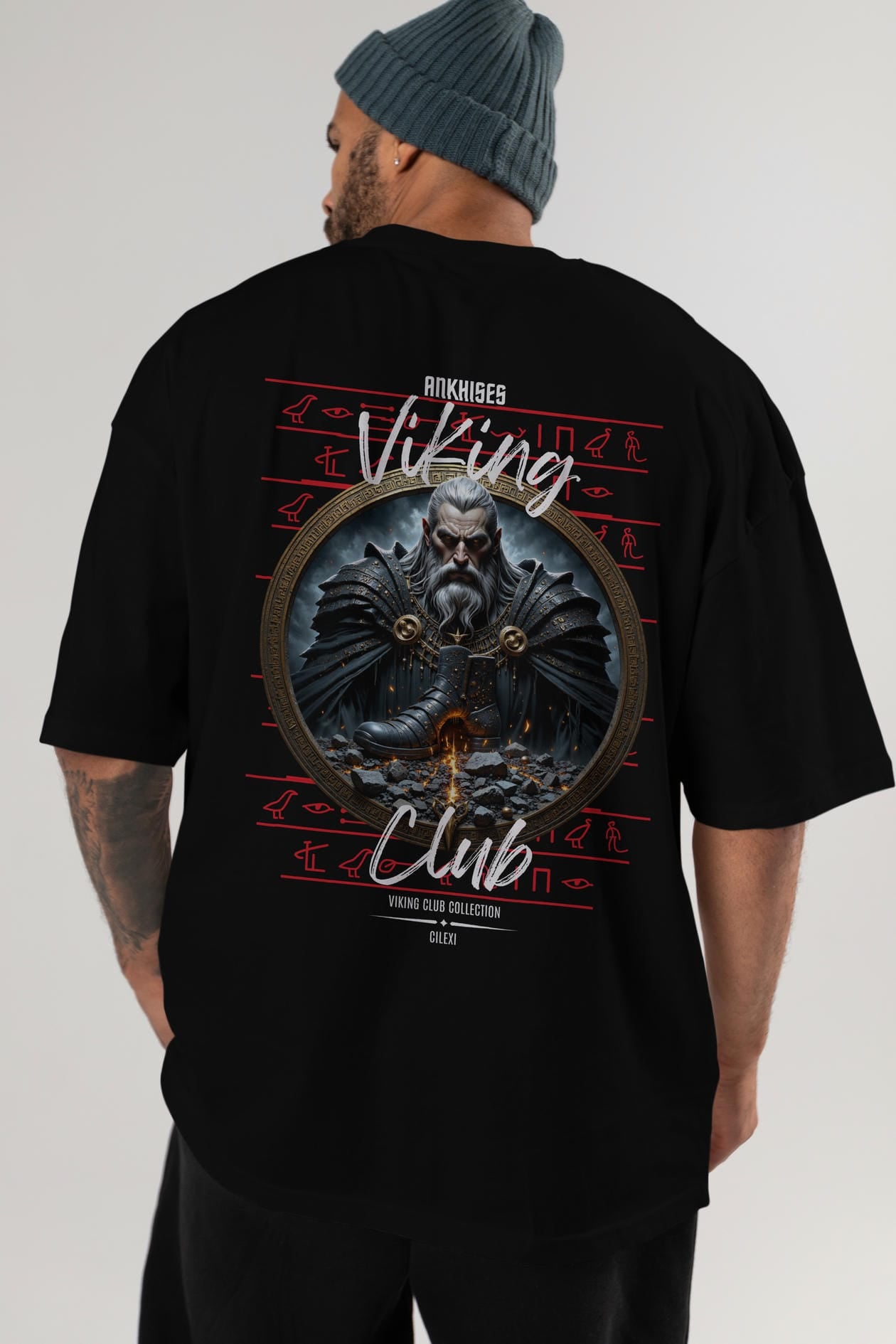 Viking Mitolojisi Serisi 22 Arka Baskılı Oversize t-shirt Erkek Kadın %100 Pamuk Bisiklet Yaka tişort