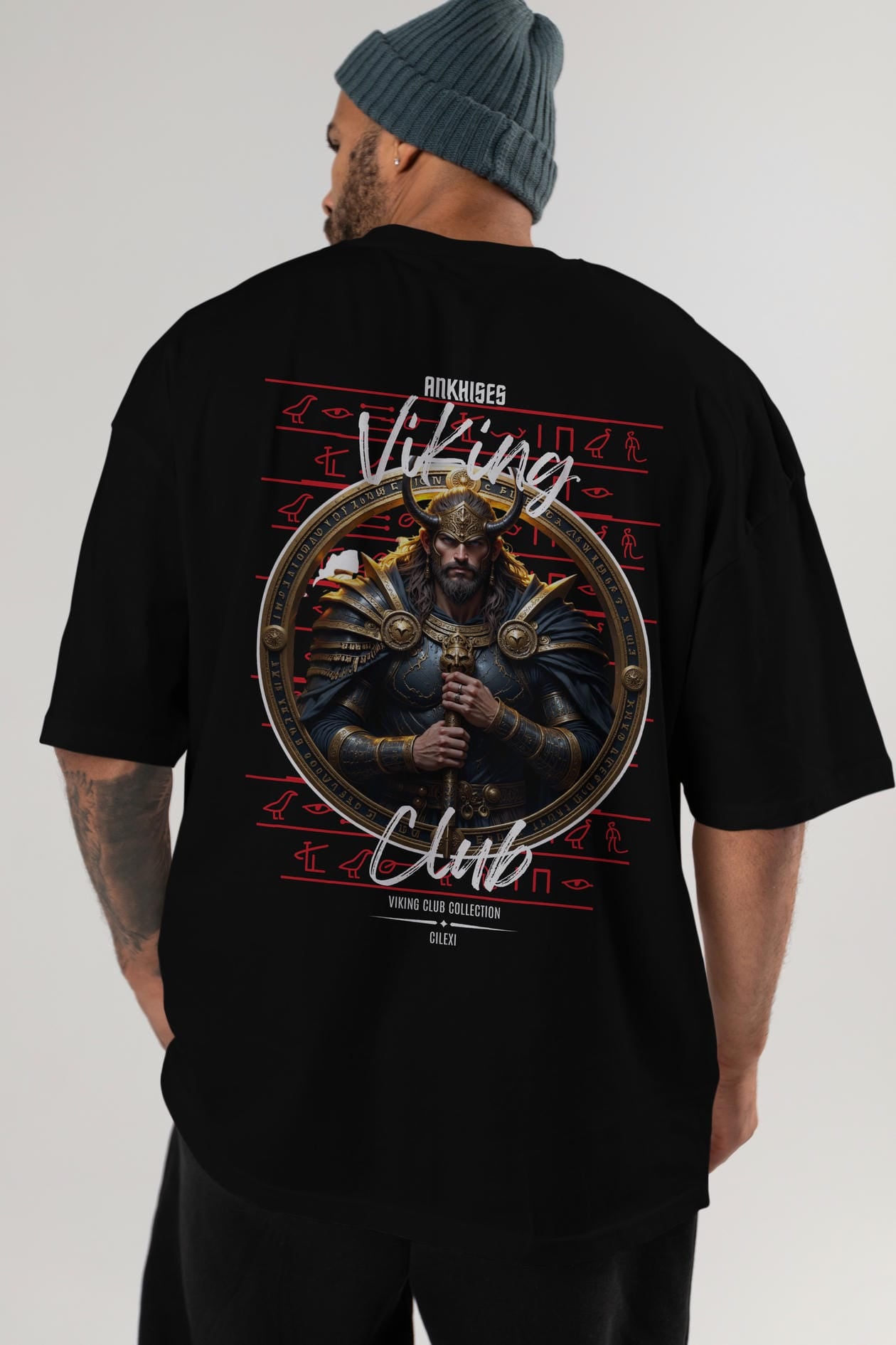 Viking Mitolojisi Serisi 8 Arka Baskılı Oversize t-shirt Erkek Kadın %100 Pamuk Bisiklet Yaka tişort