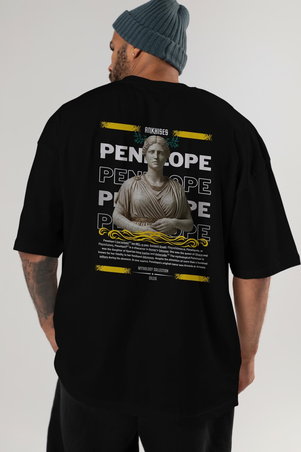 Penelope 1 Arka Baskılı Oversize t-shirt Erkek Kadın %100 Pamuk Bisiklet Yaka tişort