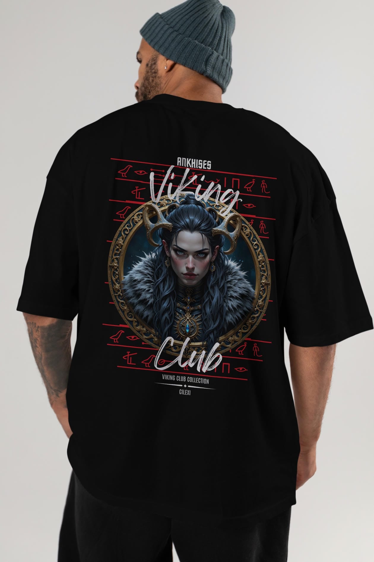 Viking Mitolojisi Serisi 18 Arka Baskılı Oversize t-shirt Erkek Kadın %100 Pamuk Bisiklet Yaka tişort