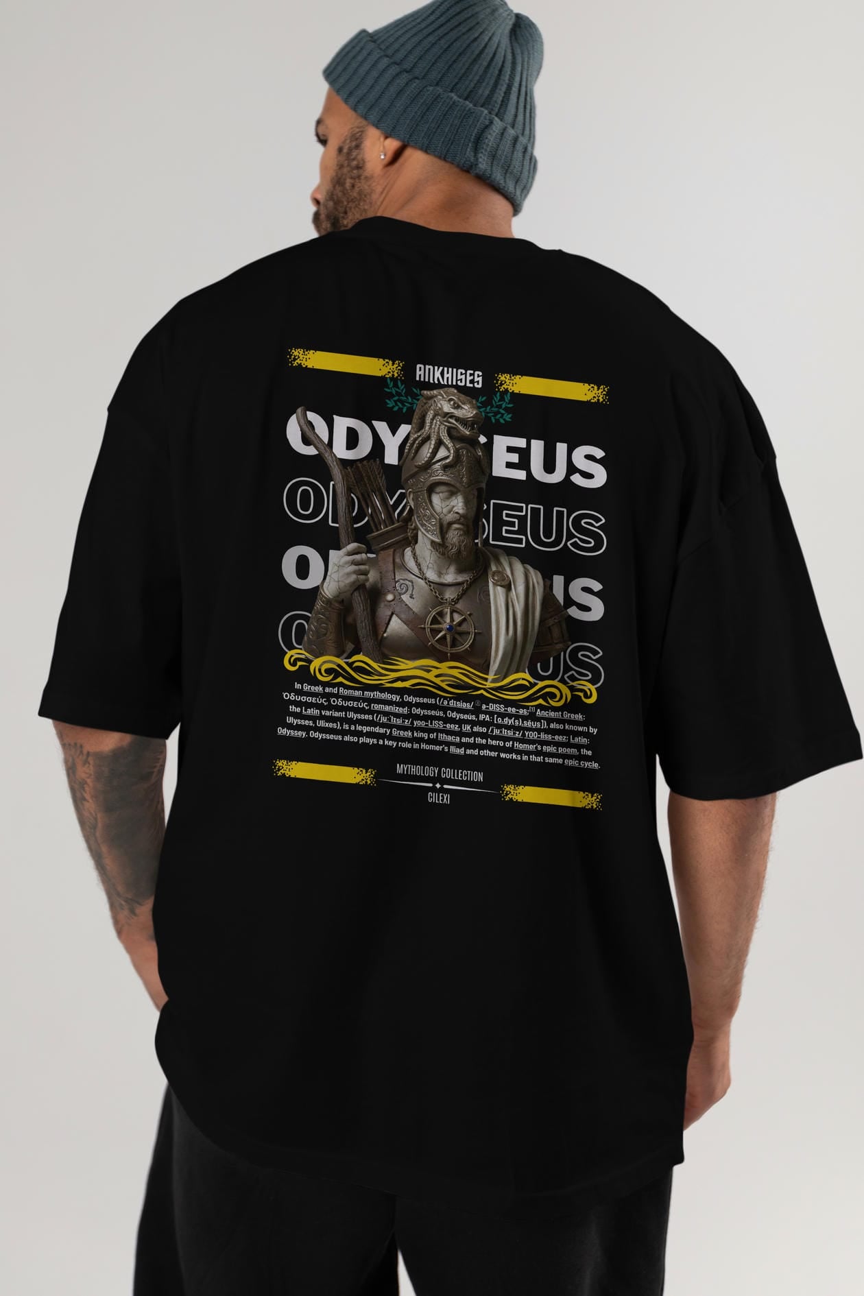 Odysseus 2 Arka Baskılı Oversize t-shirt Erkek Kadın %100 Pamuk Bisiklet Yaka tişort
