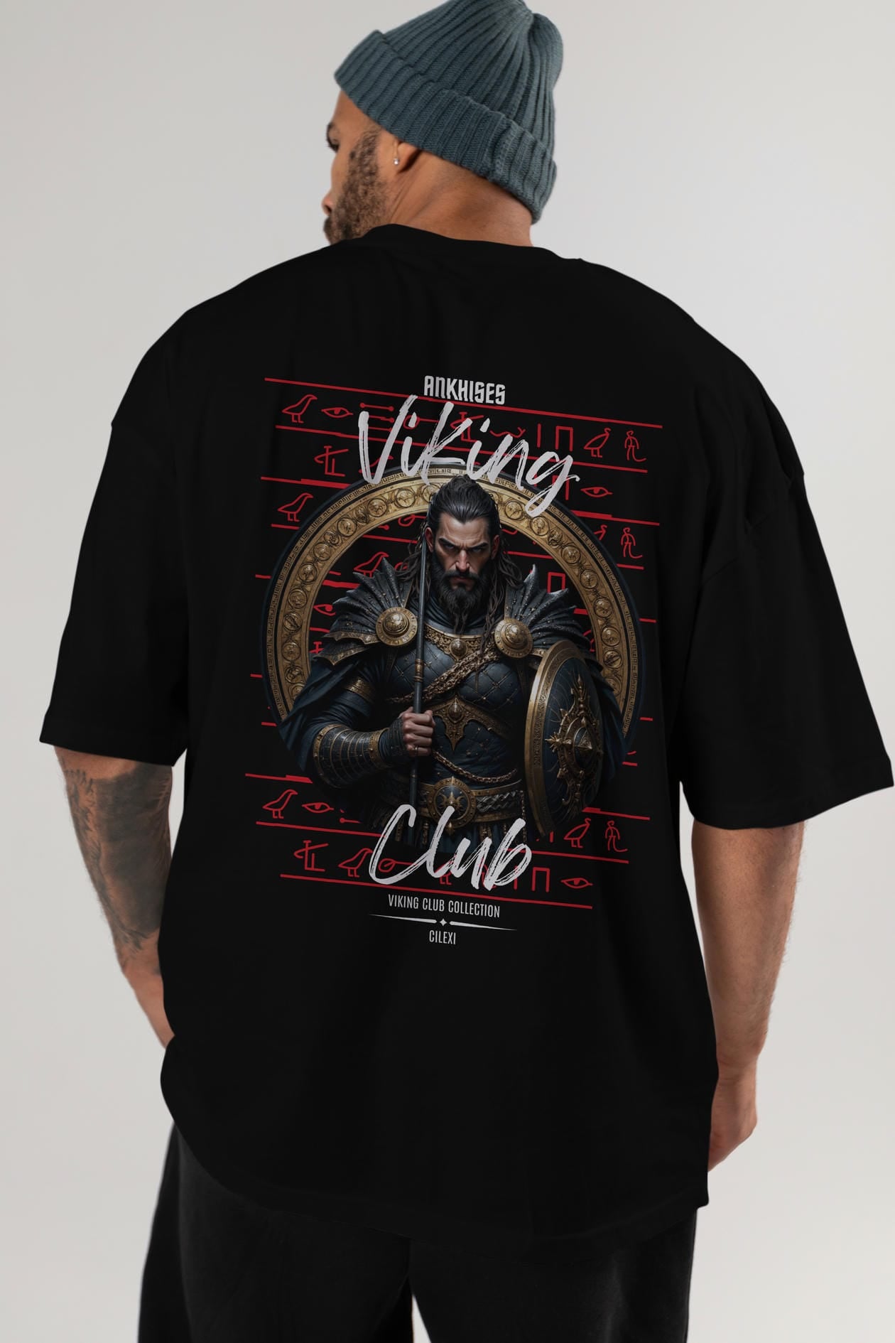 Viking Mitolojisi Serisi 6 Arka Baskılı Oversize t-shirt Erkek Kadın %100 Pamuk Bisiklet Yaka tişort