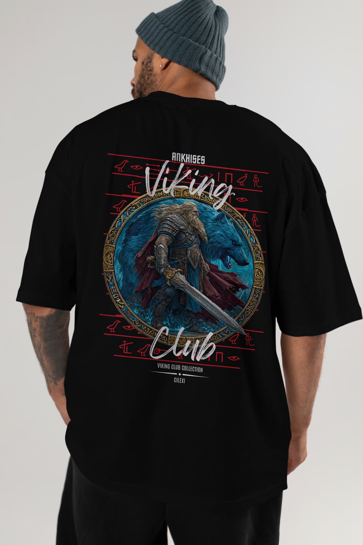 Tyr Arka Baskılı Oversize t-shirt Erkek Kadın %100 Pamuk Bisiklet Yaka tişort