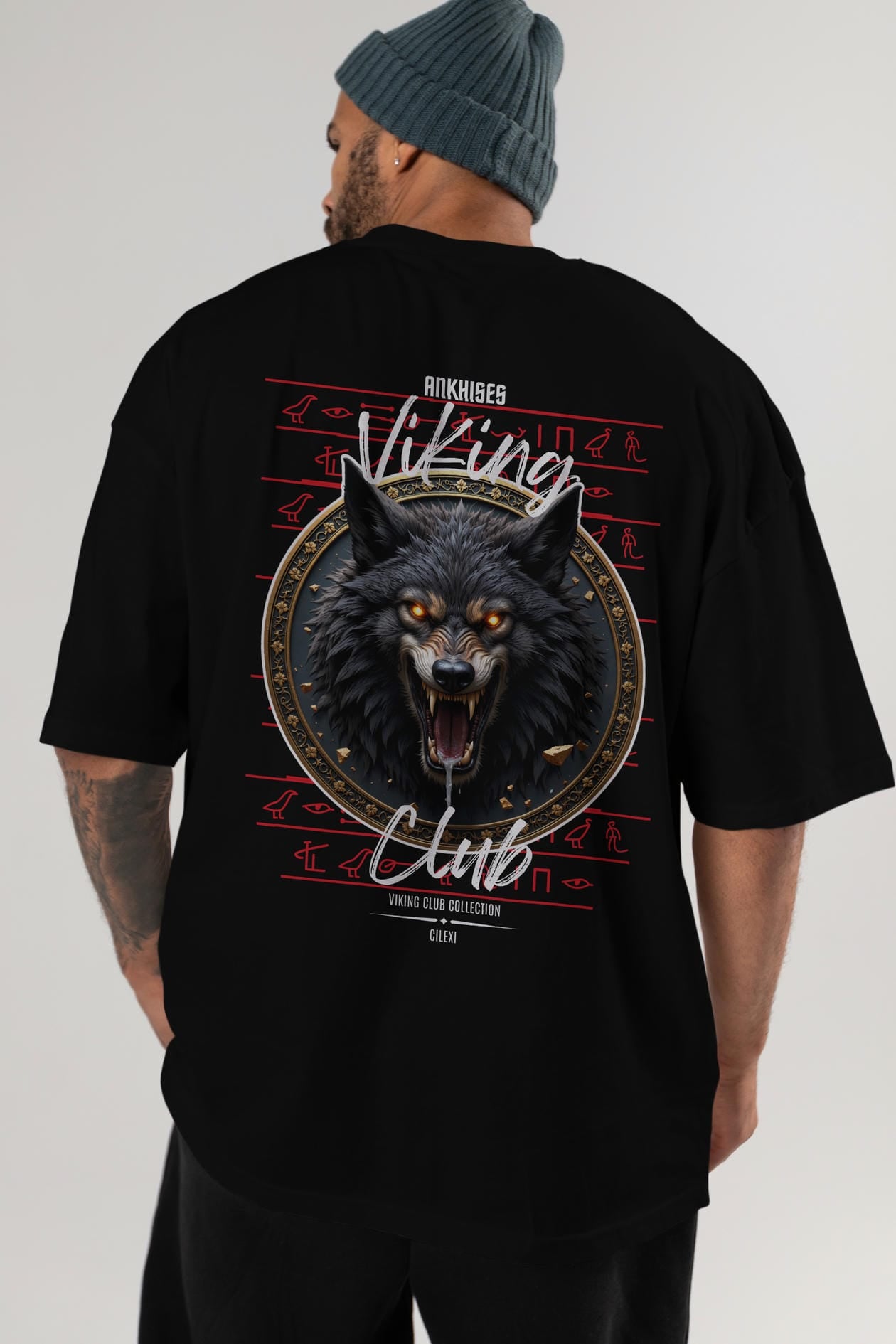 Viking Mitolojisi Serisi 27 Arka Baskılı Oversize t-shirt Erkek Kadın %100 Pamuk Bisiklet Yaka tişort