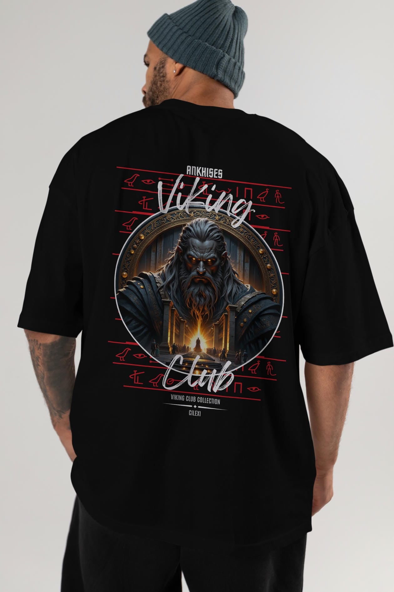Odin 3 Arka Baskılı Oversize t-shirt Erkek Kadın %100 Pamuk Bisiklet Yaka tişort
