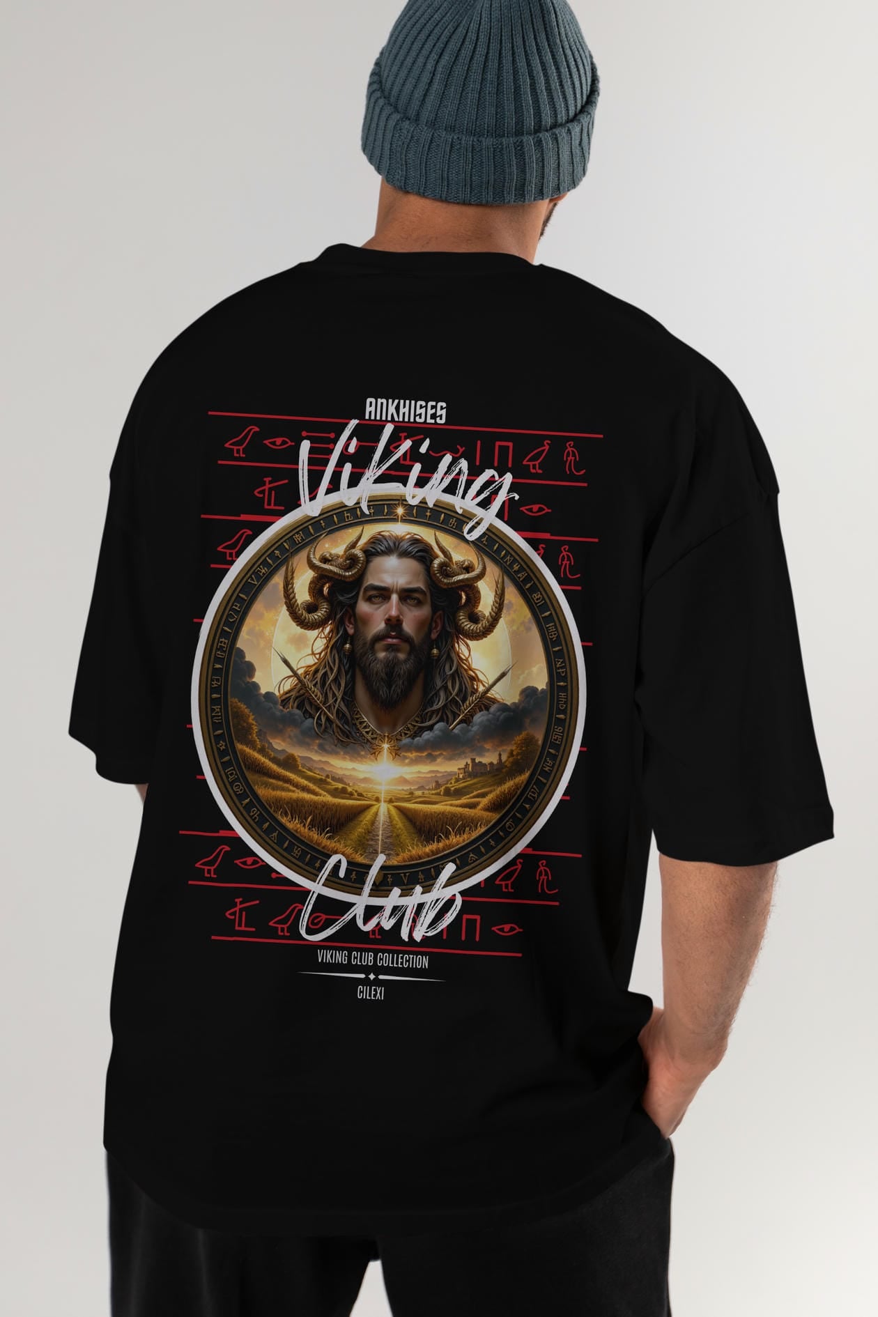 Viking Mitolojisi Serisi 3 Arka Baskılı Oversize t-shirt Erkek Kadın %100 Pamuk Bisiklet Yaka tişort