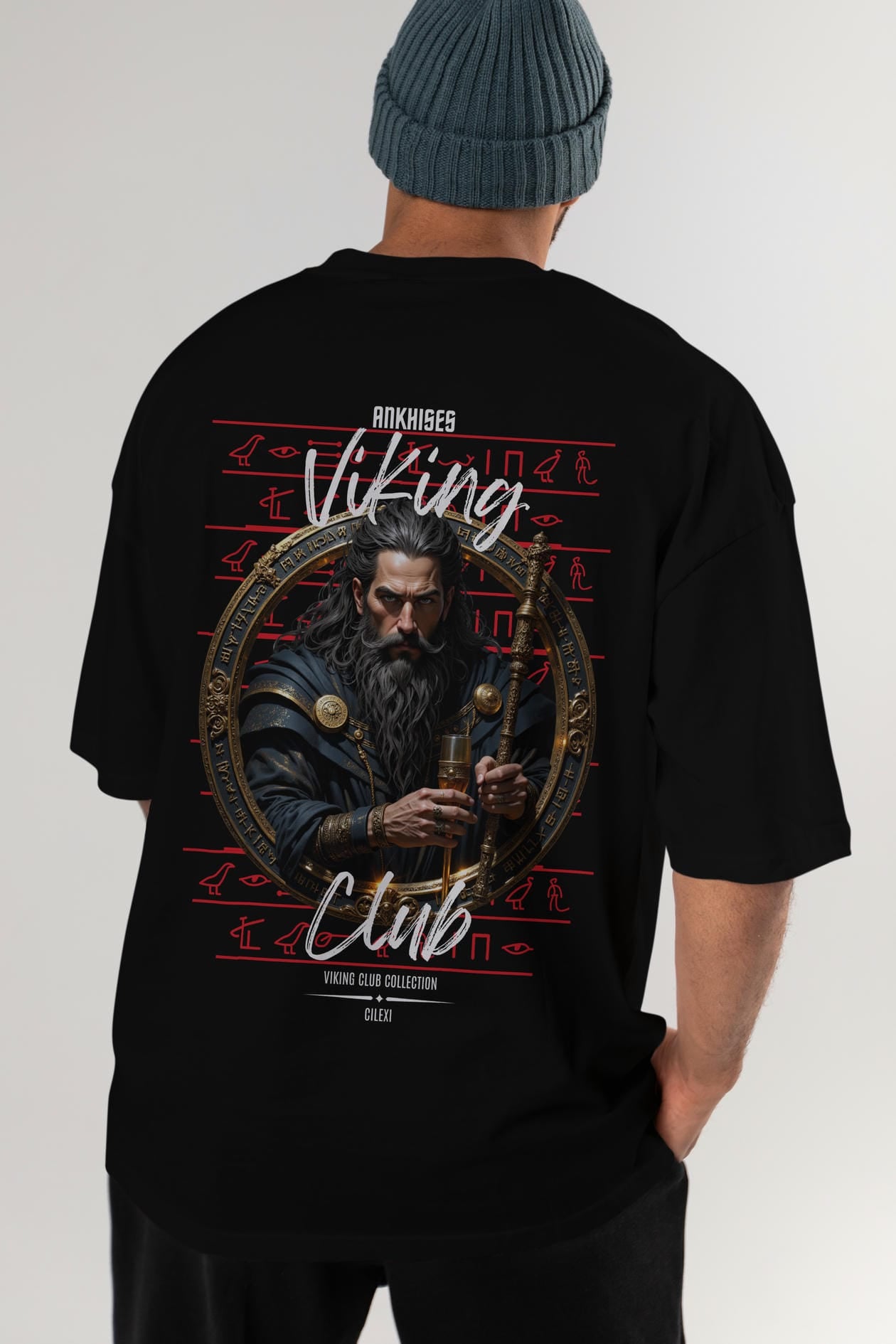 Viking Mitolojisi Serisi 20 Arka Baskılı Oversize t-shirt Erkek Kadın %100 Pamuk Bisiklet Yaka tişort