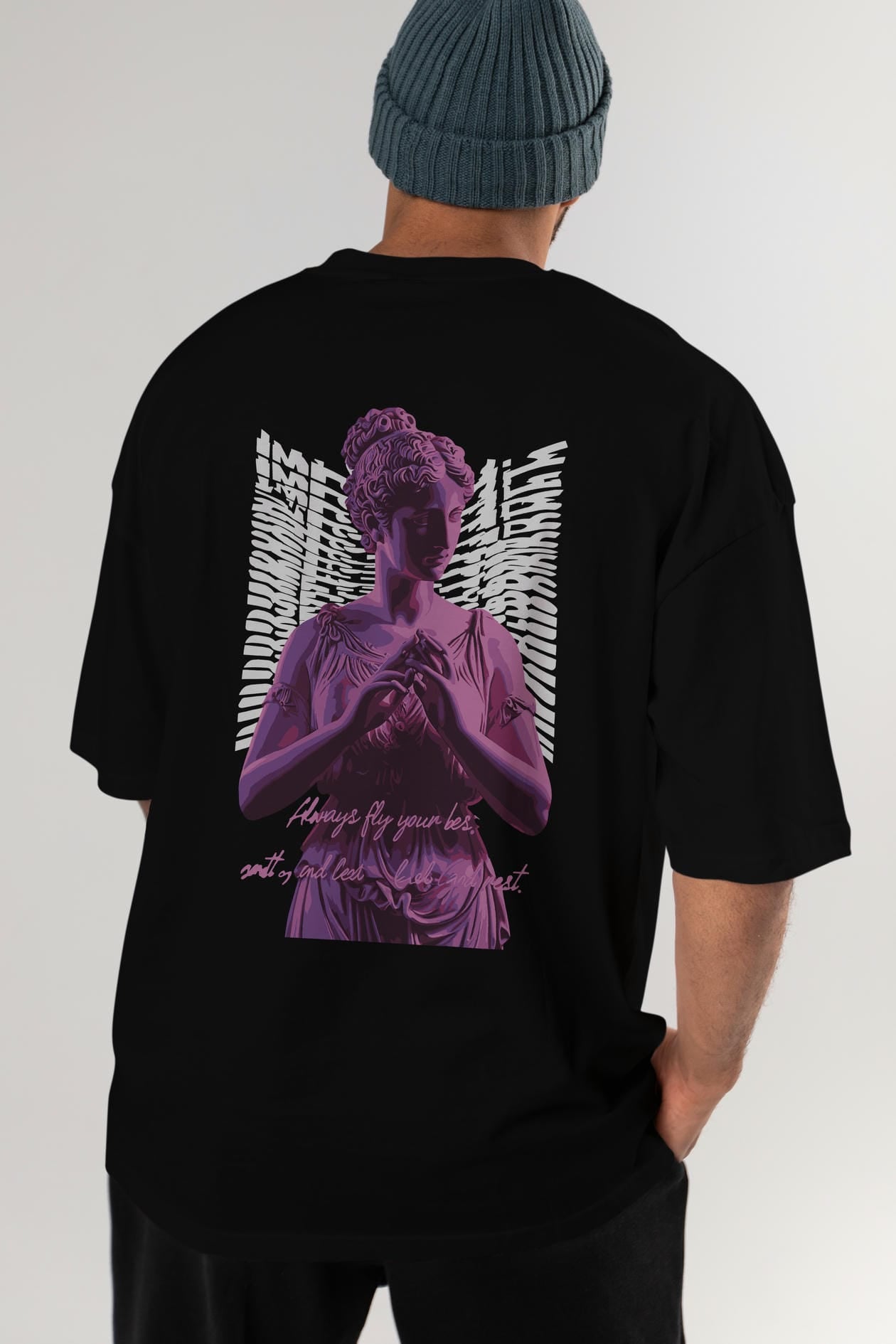 Always Fly Arka Baskılı Oversize t-shirt Erkek Kadın %100 Pamuk Bisiklet Yaka tişort