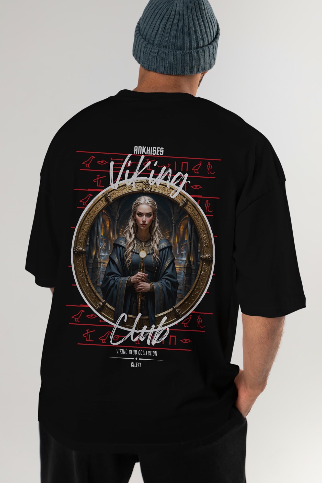 Viking Mitolojisi Serisi 5 Arka Baskılı Oversize t-shirt Erkek Kadın %100 Pamuk Bisiklet Yaka tişort