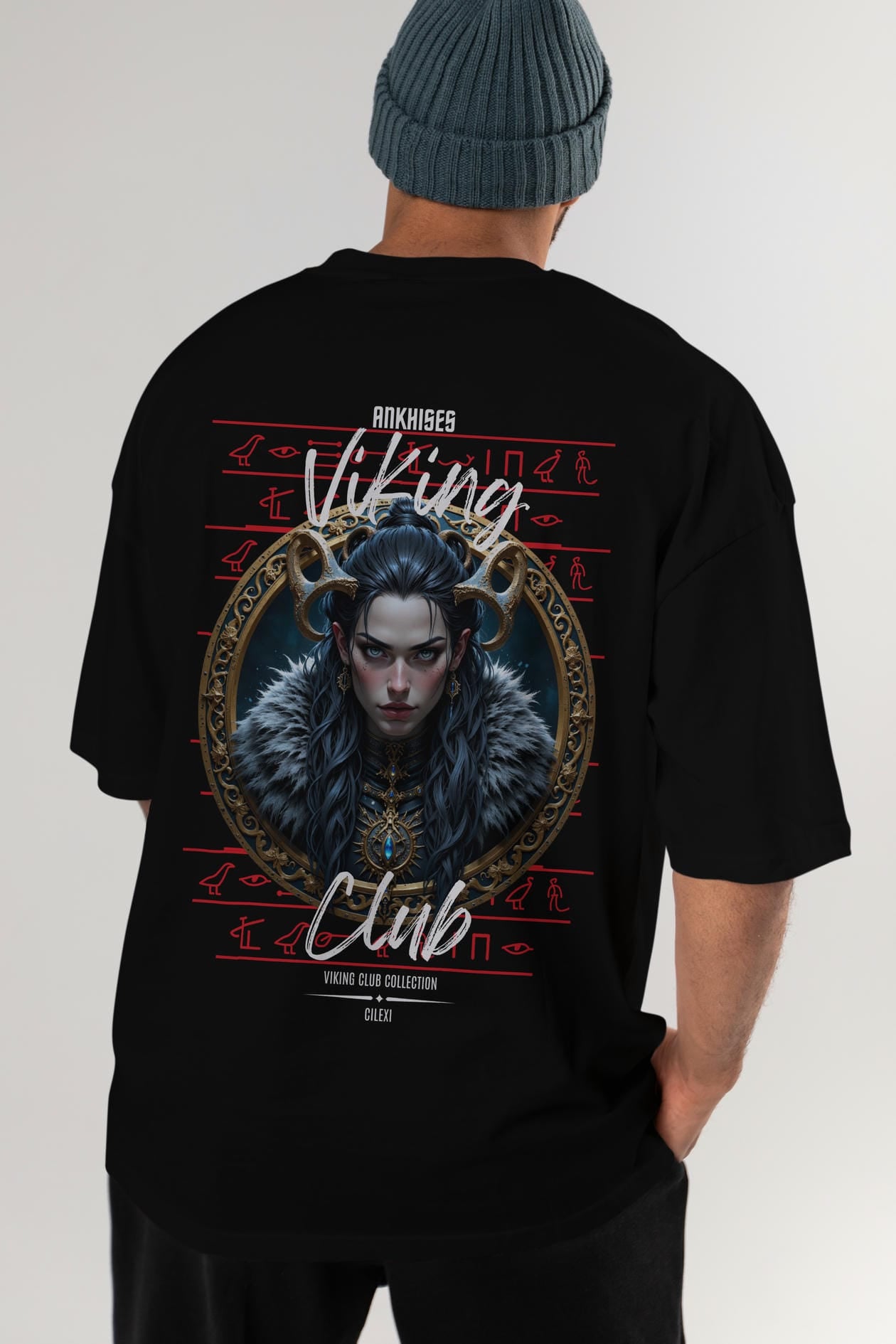 Viking Mitolojisi Serisi 18 Arka Baskılı Oversize t-shirt Erkek Kadın %100 Pamuk Bisiklet Yaka tişort