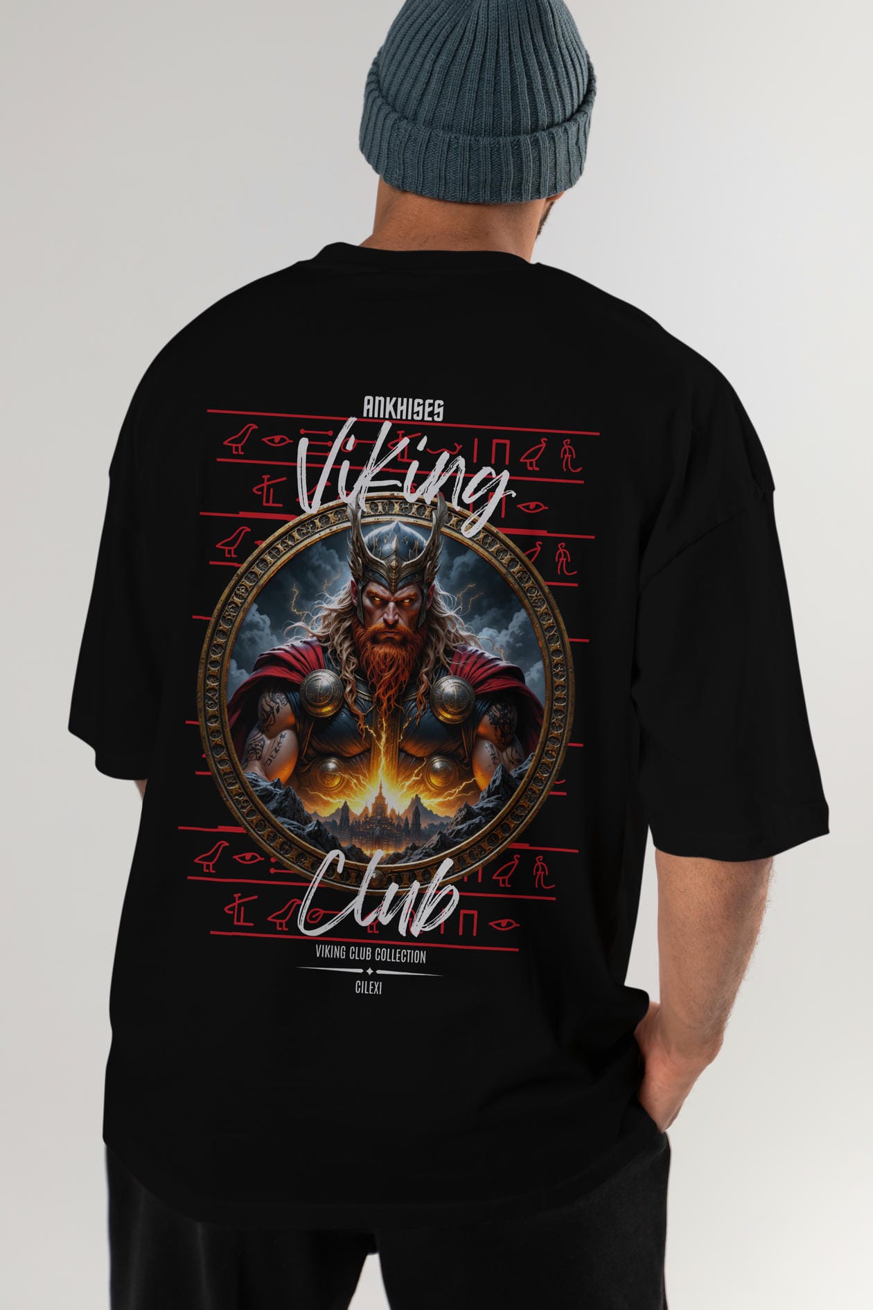 Thor 1 Arka Baskılı Oversize t-shirt Erkek Kadın %100 Pamuk Bisiklet Yaka tişort