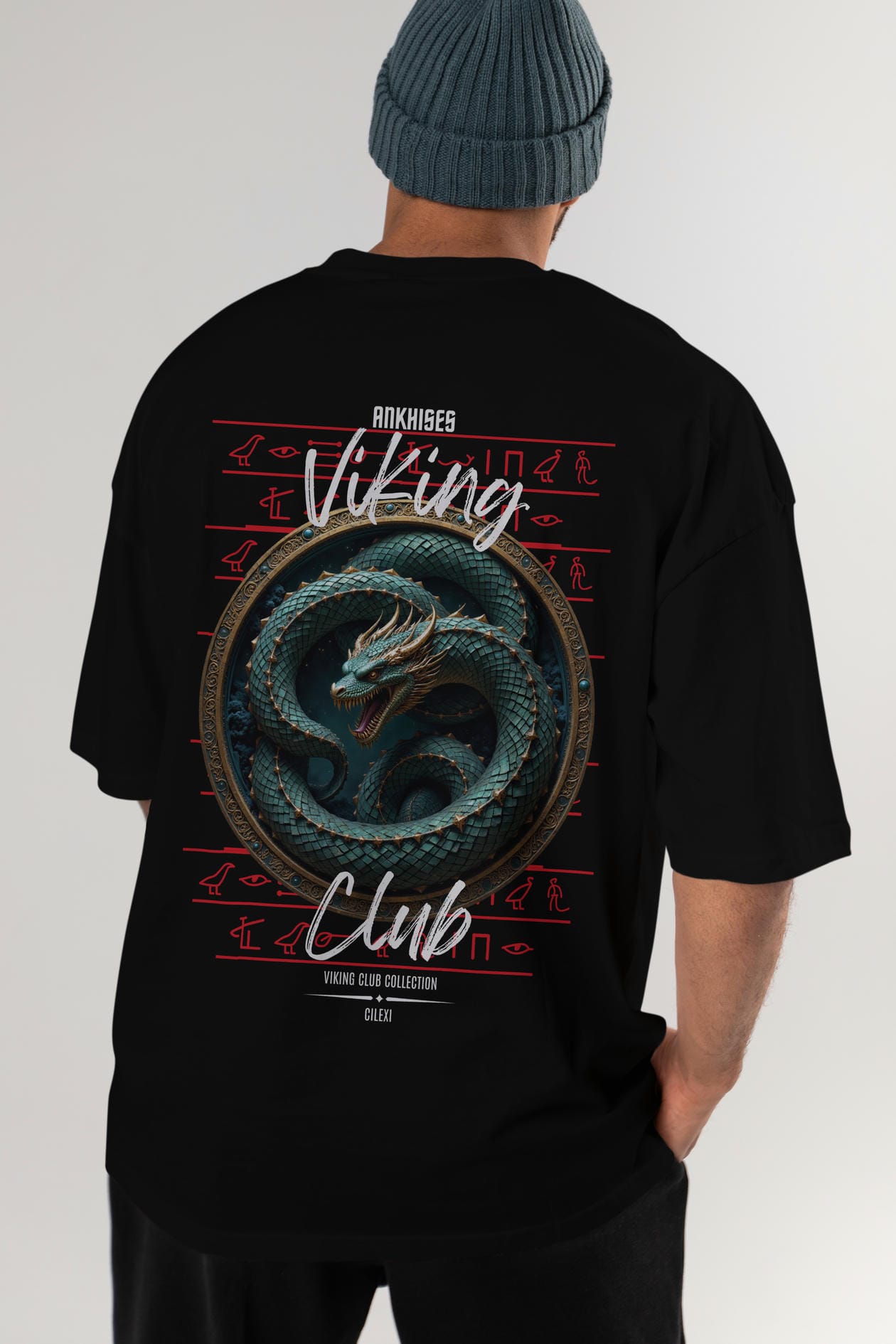 Viking Mitolojisi Serisi 25 Arka Baskılı Oversize t-shirt Erkek Kadın %100 Pamuk Bisiklet Yaka tişort