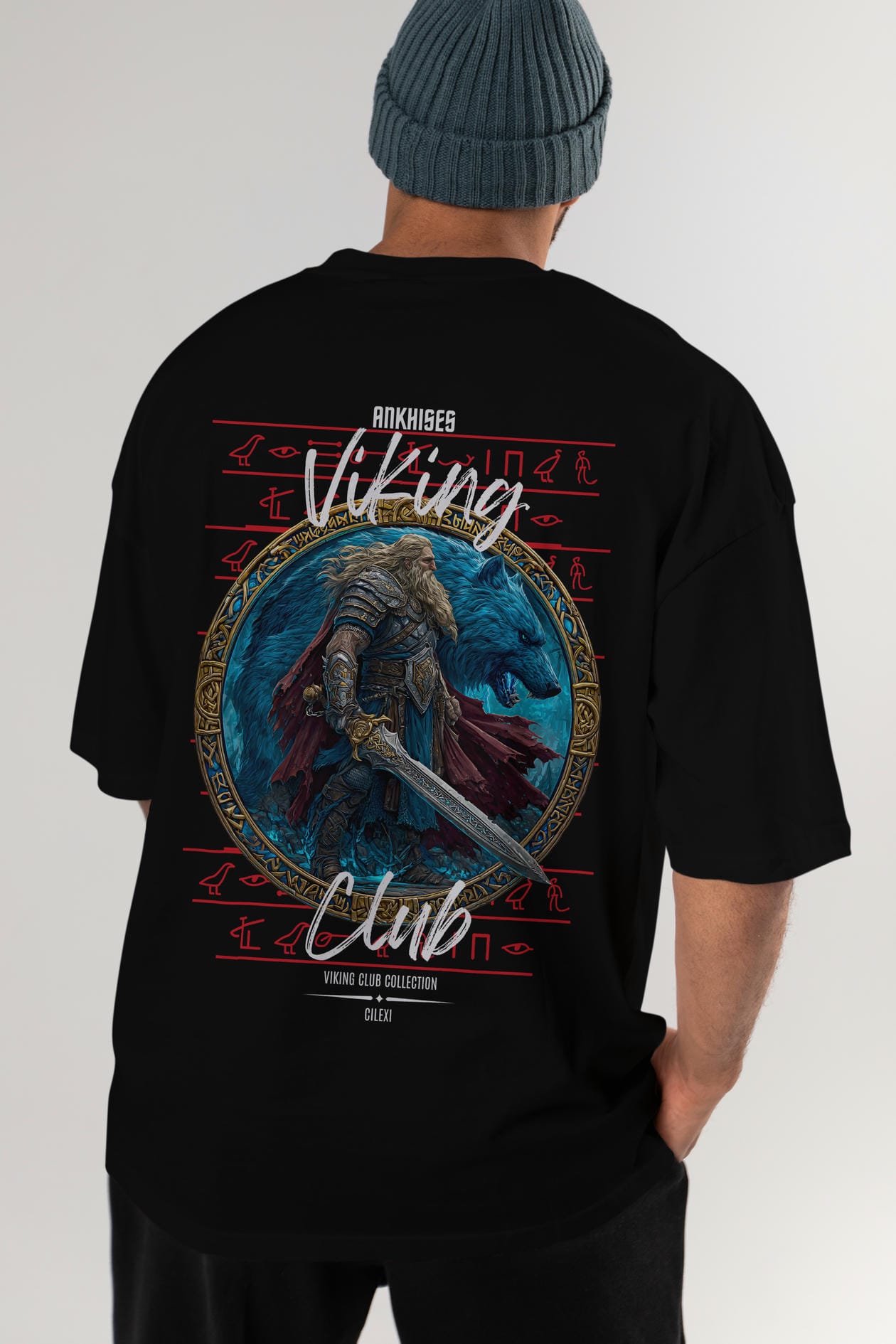 Tyr Arka Baskılı Oversize t-shirt Erkek Kadın %100 Pamuk Bisiklet Yaka tişort