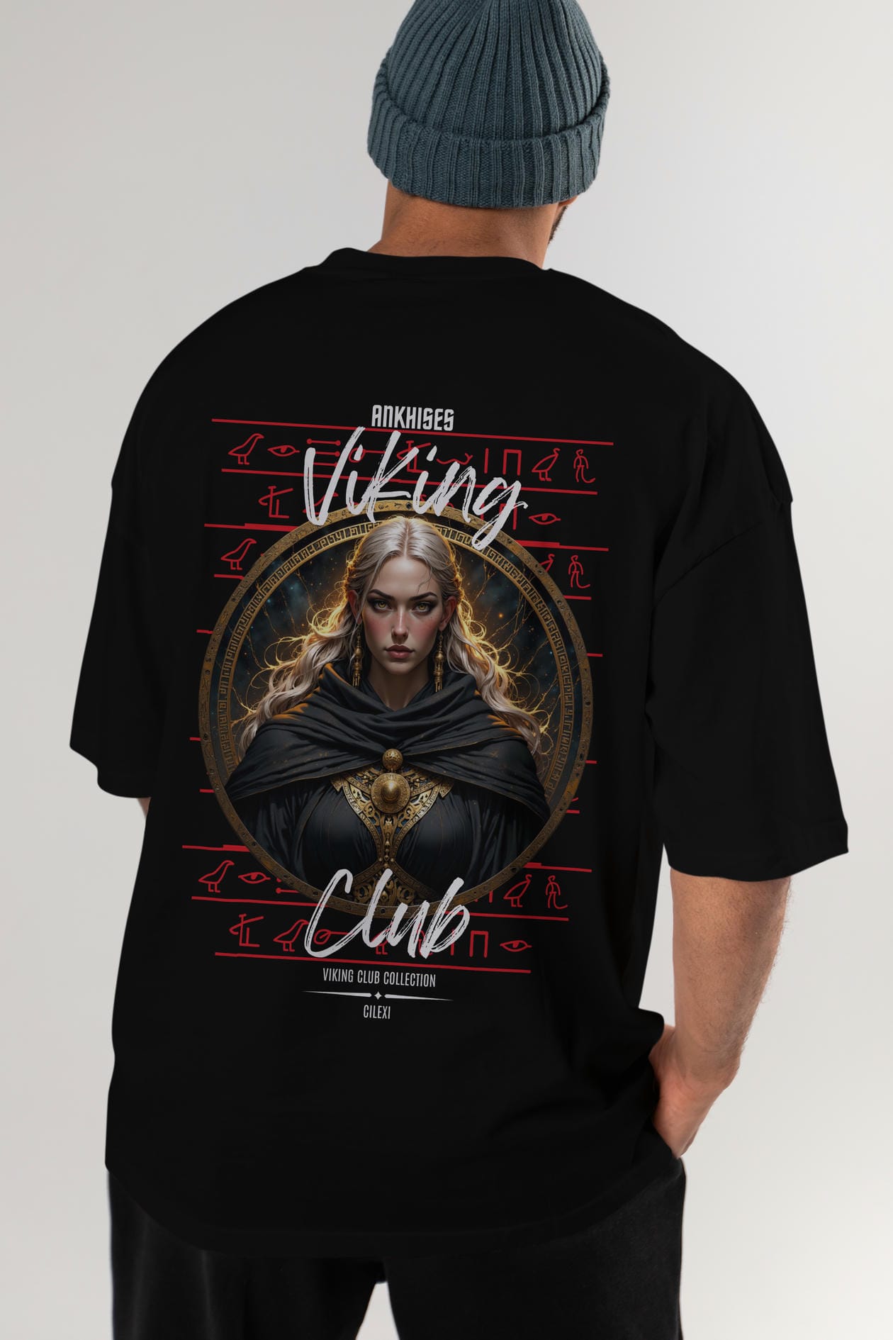 Viking Mitolojisi Serisi 4 Arka Baskılı Oversize t-shirt Erkek Kadın %100 Pamuk Bisiklet Yaka tişort
