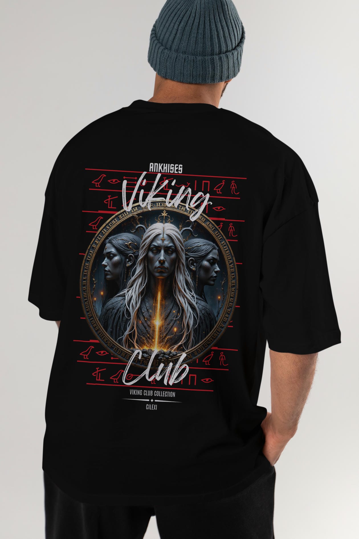 Viking Mitolojisi Serisi 24 Arka Baskılı Oversize t-shirt Erkek Kadın %100 Pamuk Bisiklet Yaka tişort