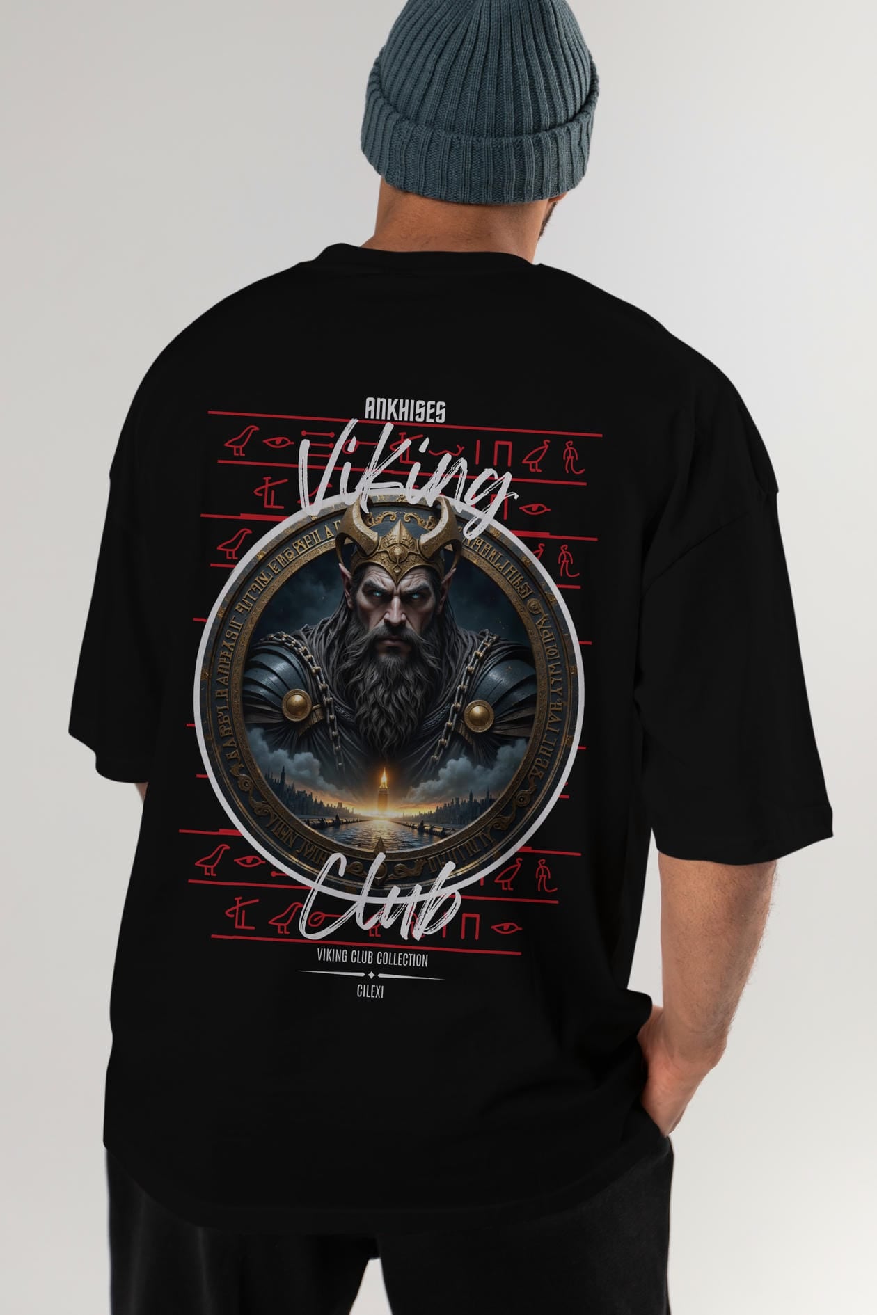 Viking Mitolojisi Serisi 7 Arka Baskılı Oversize t-shirt Erkek Kadın %100 Pamuk Bisiklet Yaka tişort
