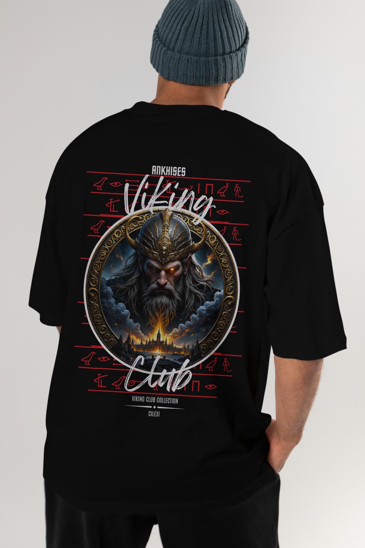 Odin 2 Arka Baskılı Oversize t-shirt Erkek Kadın %100 Pamuk Bisiklet Yaka tişort