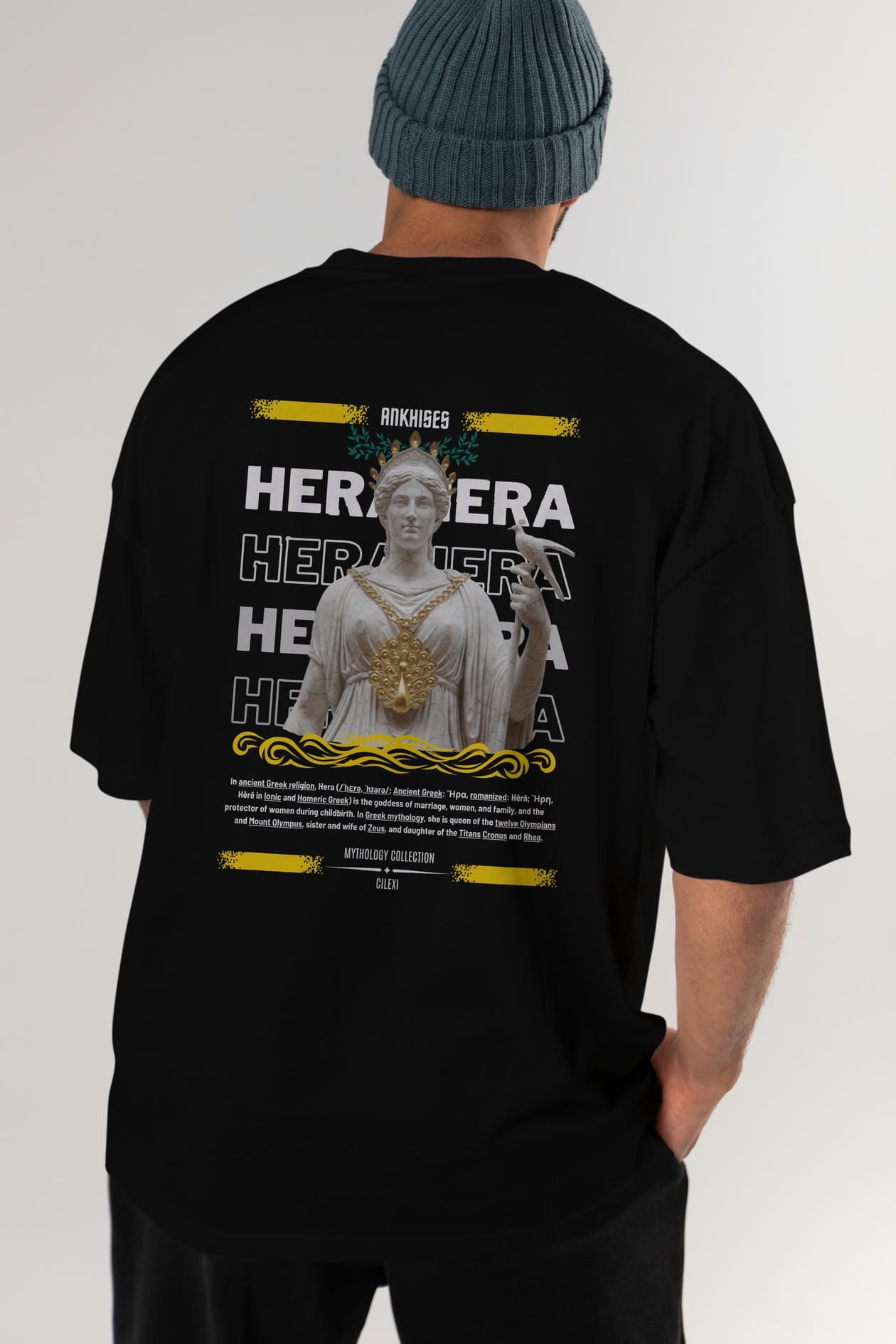 Hera 2 Arka Baskılı Oversize t-shirt Erkek Kadın %100 Pamuk Bisiklet Yaka tişort