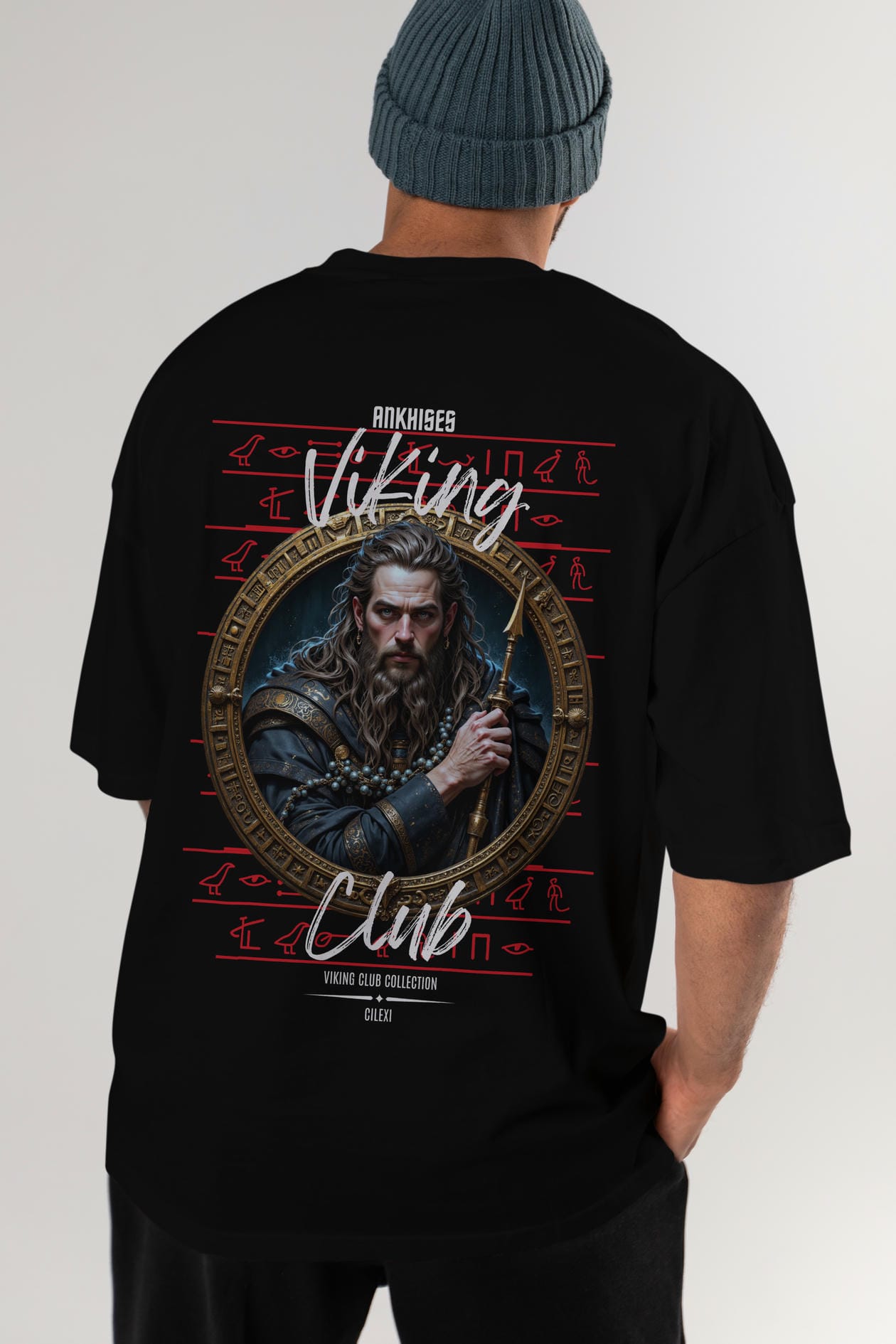 Viking Mitolojisi Serisi 12 Arka Baskılı Oversize t-shirt Erkek Kadın %100 Pamuk Bisiklet Yaka tişort