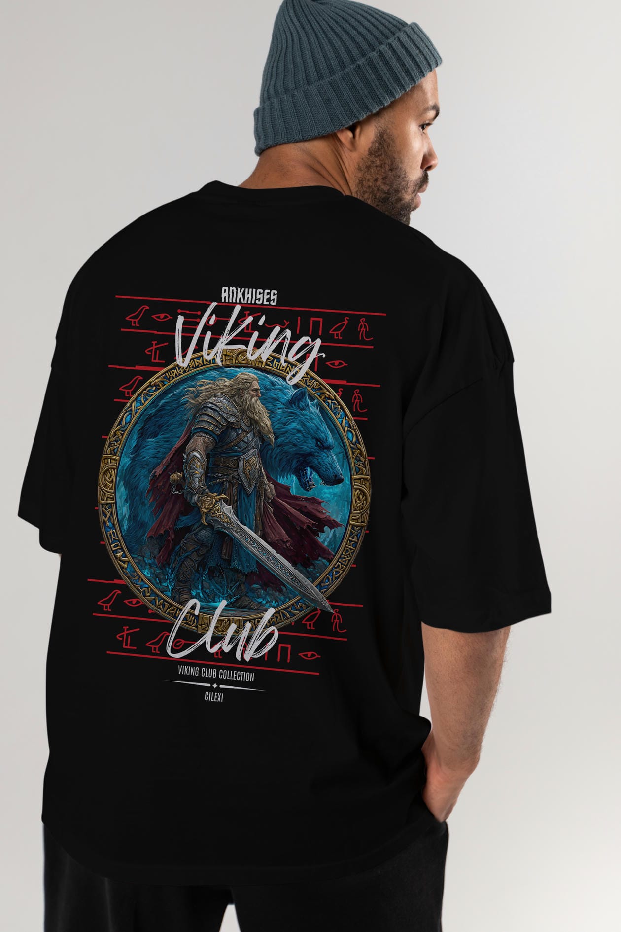 Tyr Arka Baskılı Oversize t-shirt Erkek Kadın %100 Pamuk Bisiklet Yaka tişort