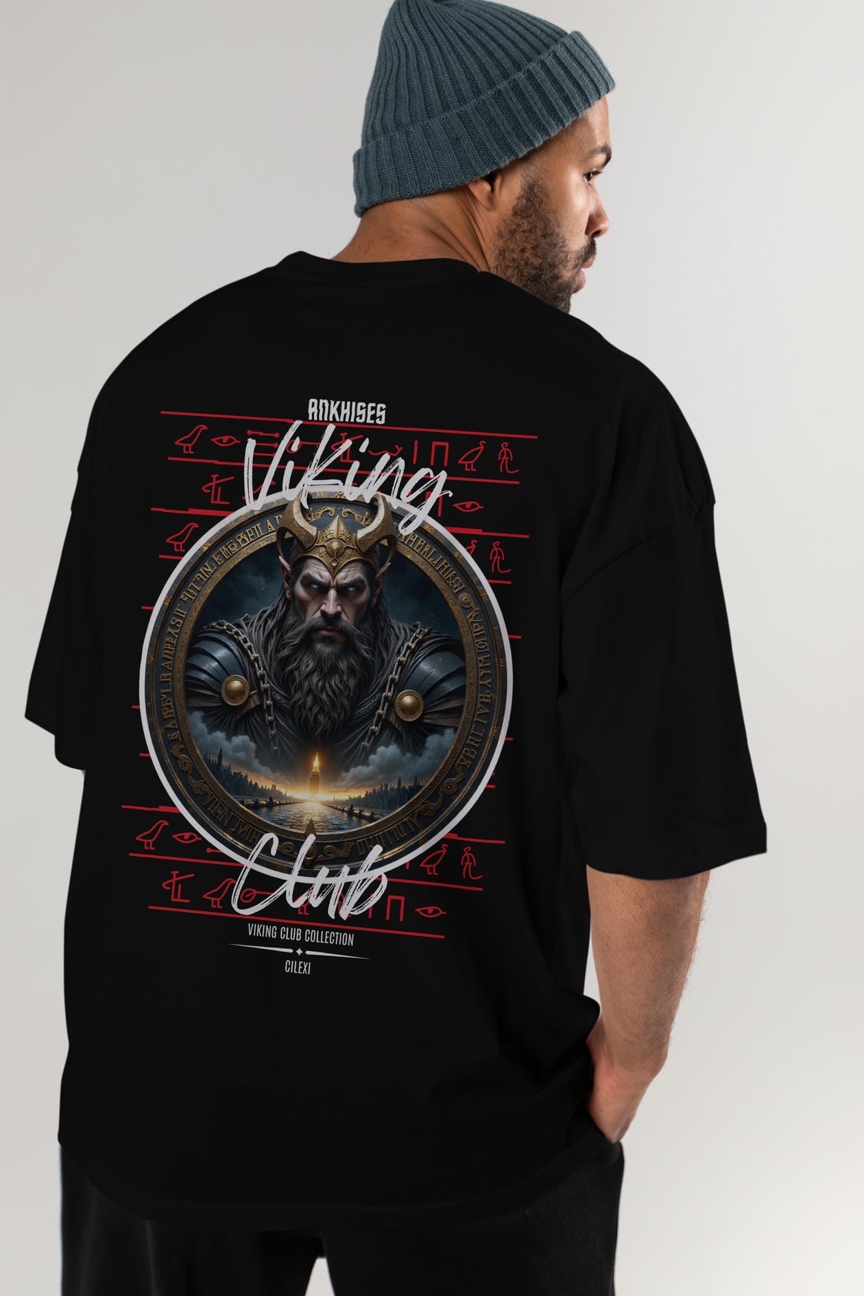 Viking Mitolojisi Serisi 7 Arka Baskılı Oversize t-shirt Erkek Kadın %100 Pamuk Bisiklet Yaka tişort