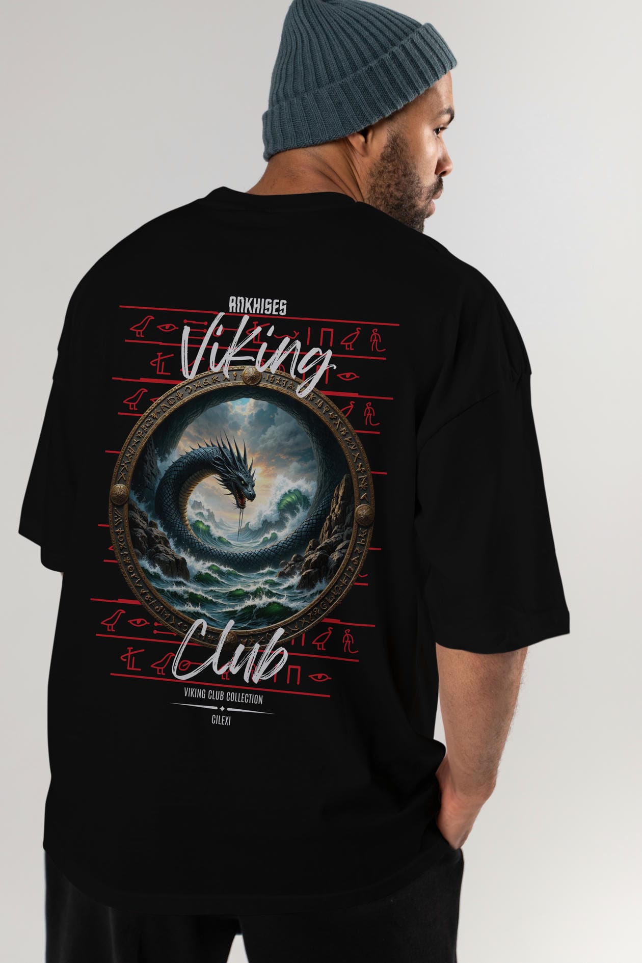 Viking Mitolojisi Serisi 26 Arka Baskılı Oversize t-shirt Erkek Kadın %100 Pamuk Bisiklet Yaka tişort