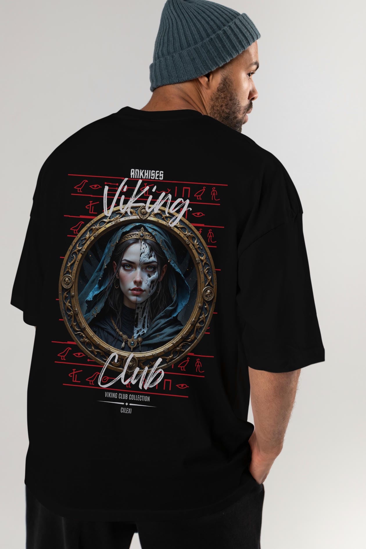 Viking Mitolojisi Serisi 10 Arka Baskılı Oversize t-shirt Erkek Kadın %100 Pamuk Bisiklet Yaka tişort