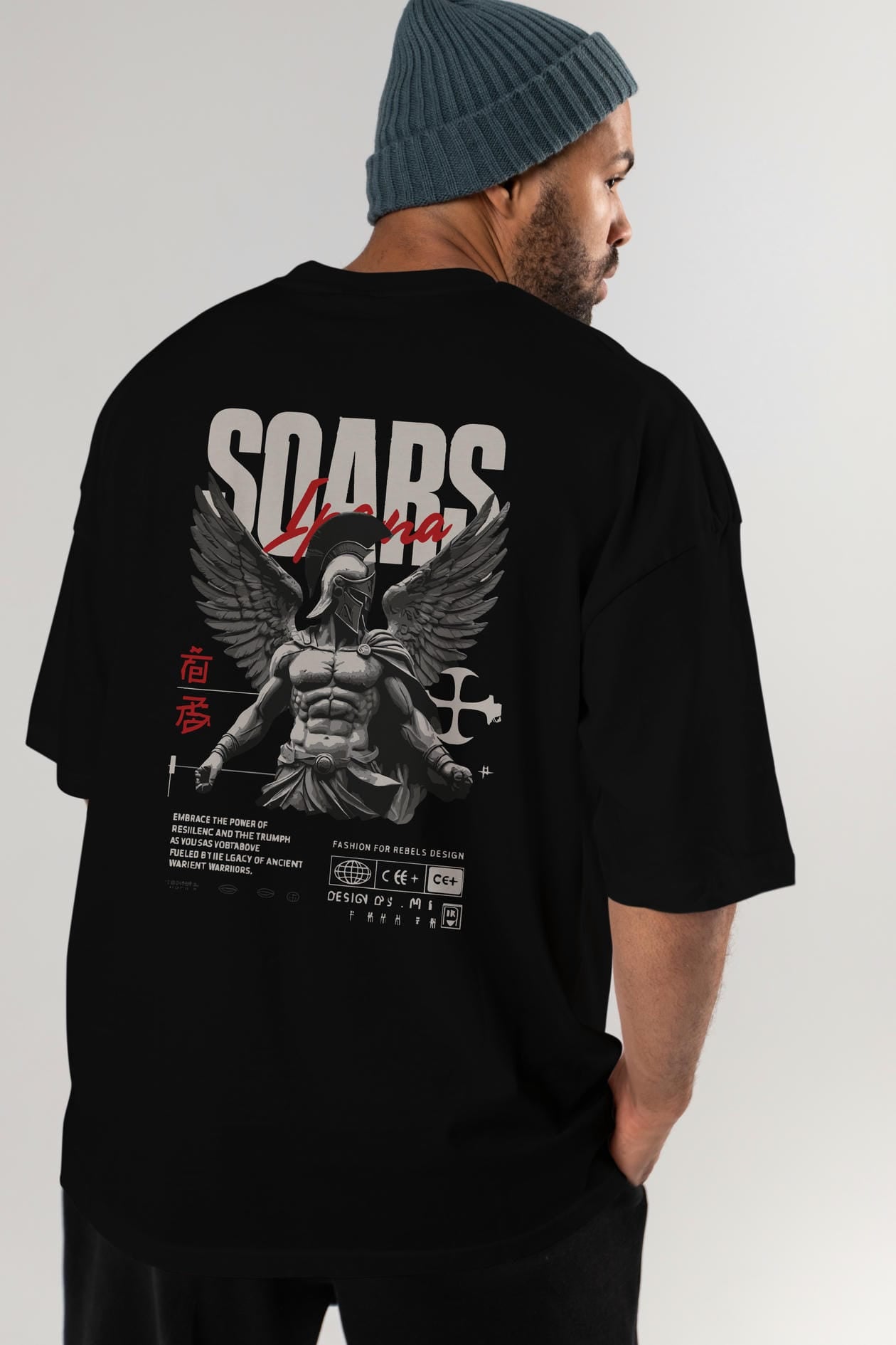 Soars Arka Baskılı Oversize t-shirt Erkek Kadın %100 Pamuk Bisiklet Yaka tişort