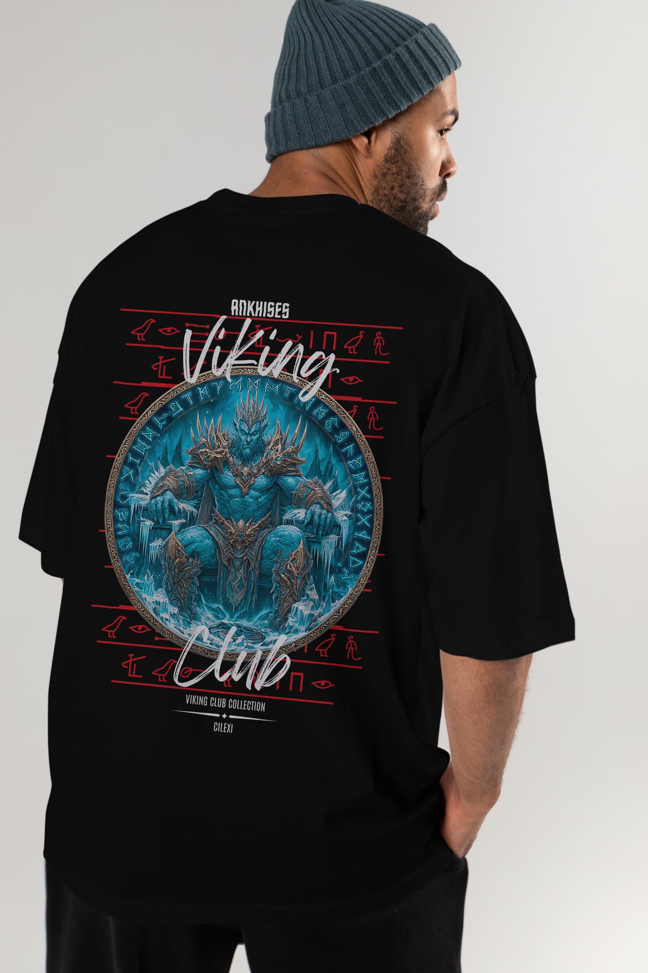 Thrym Arka Baskılı Oversize t-shirt Erkek Kadın %100 Pamuk Bisiklet Yaka tişort