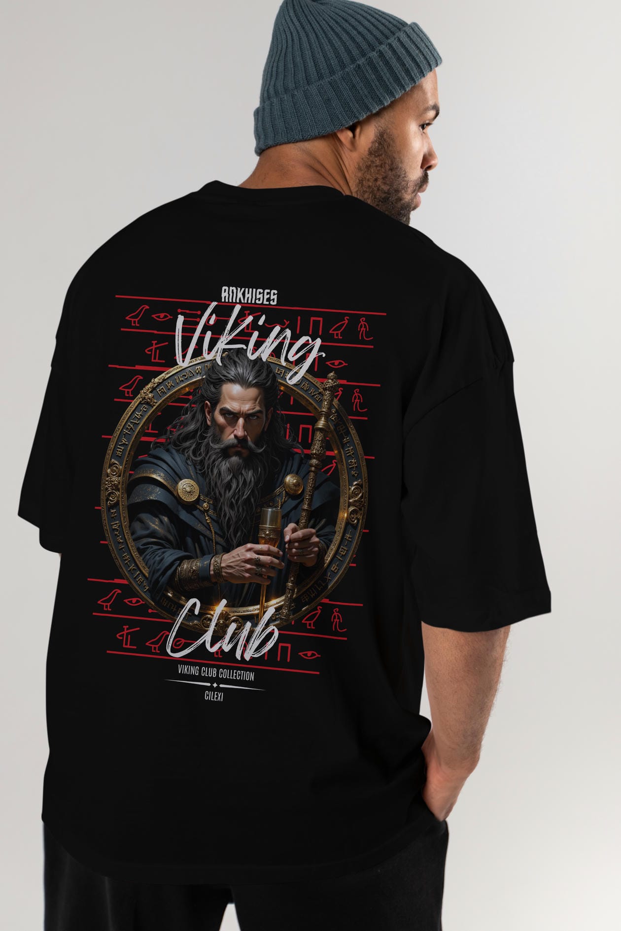 Viking Mitolojisi Serisi 20 Arka Baskılı Oversize t-shirt Erkek Kadın %100 Pamuk Bisiklet Yaka tişort