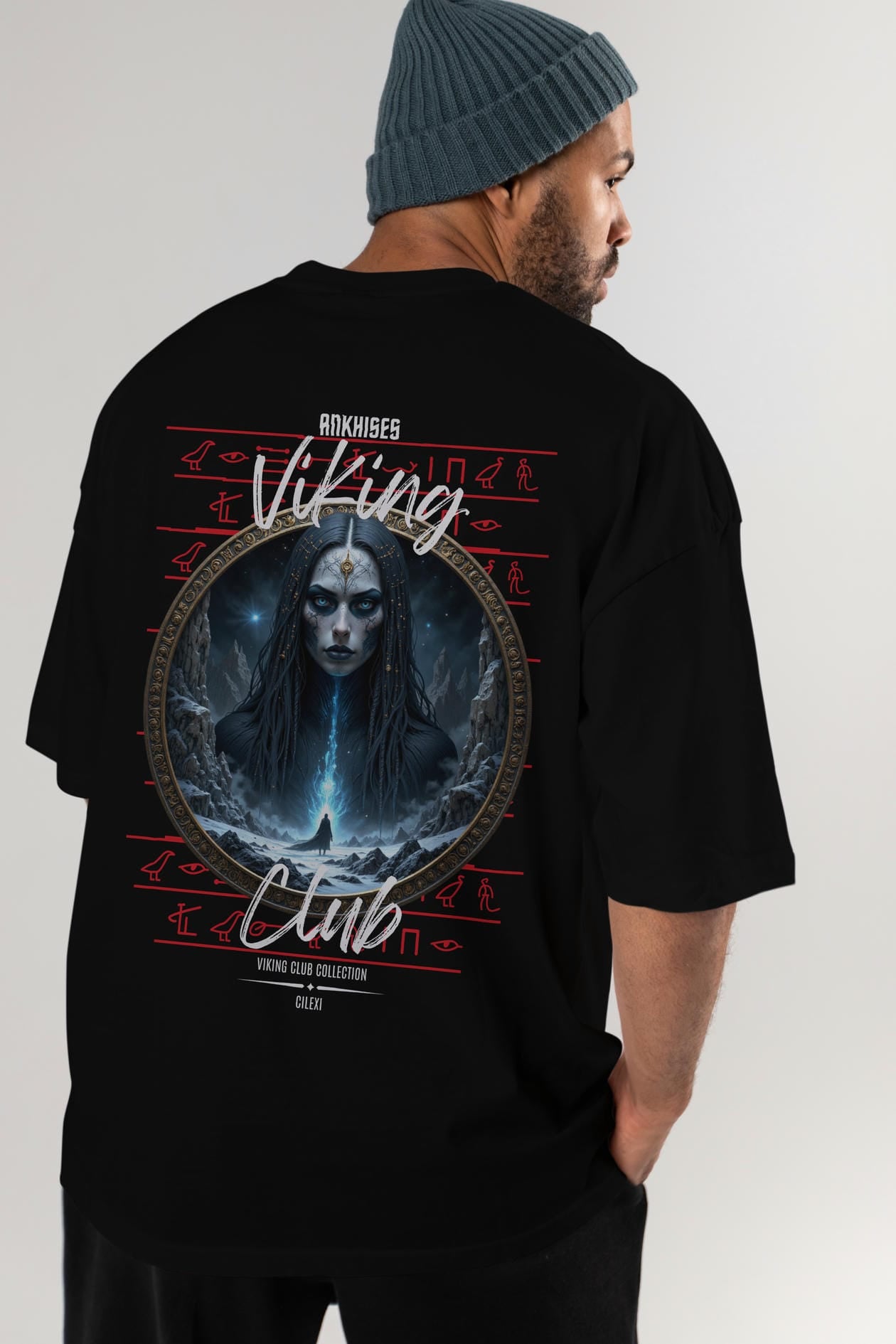 Viking Mitolojisi Serisi 11 Arka Baskılı Oversize t-shirt Erkek Kadın %100 Pamuk Bisiklet Yaka tişort