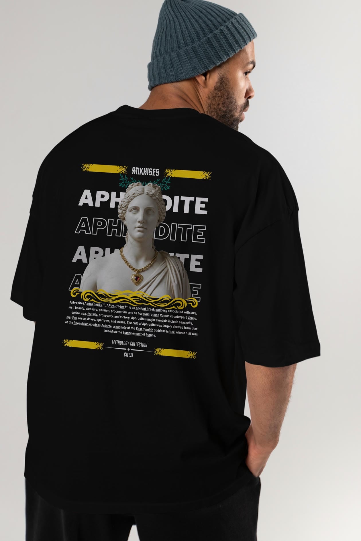 Aphrodite 1 Arka Baskılı Oversize t-shirt Erkek Kadın %100 Pamuk Bisiklet Yaka tişort