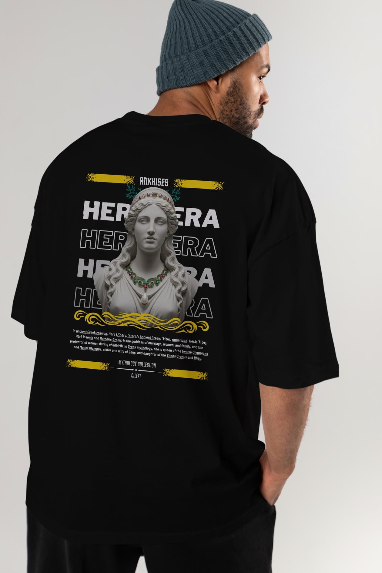 Hera 1 Arka Baskılı Oversize t-shirt Erkek Kadın %100 Pamuk Bisiklet Yaka tişort