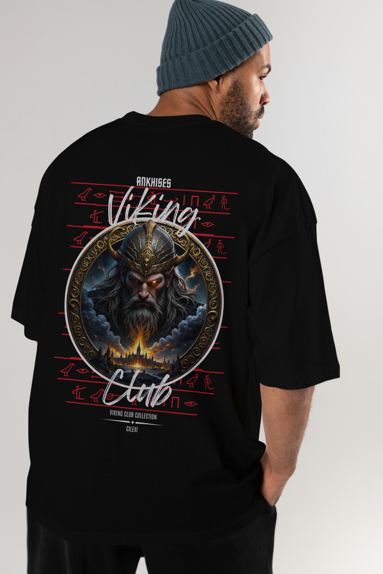 Odin 2 Arka Baskılı Oversize t-shirt Erkek Kadın %100 Pamuk Bisiklet Yaka tişort
