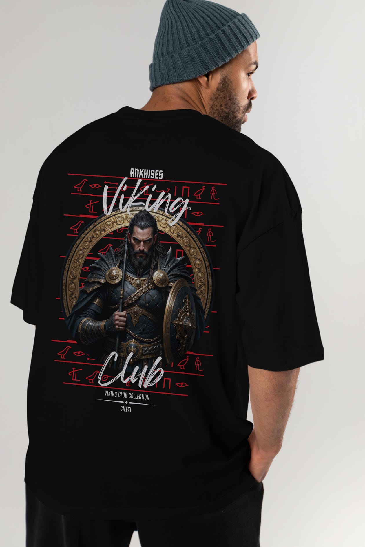 Viking Mitolojisi Serisi 6 Arka Baskılı Oversize t-shirt Erkek Kadın %100 Pamuk Bisiklet Yaka tişort