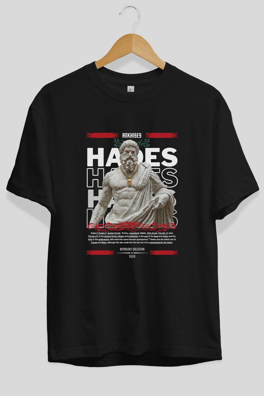 Hades 2 ön Baskılı Oversize t-shirt Erkek Kadın %100 Pamuk Bisiklet Yaka tişort