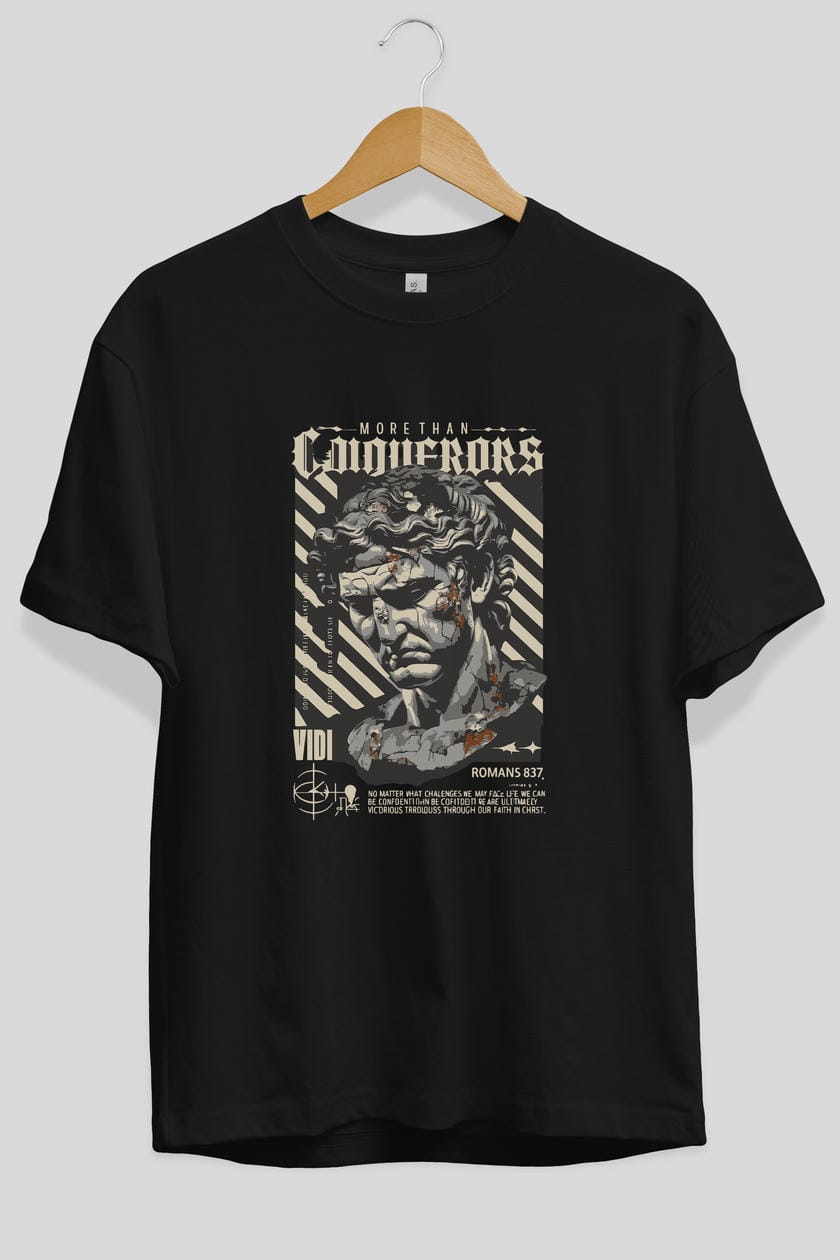 Roman Conqueror ön Baskılı Oversize t-shirt Erkek Kadın %100 Pamuk Bisiklet Yaka tişort