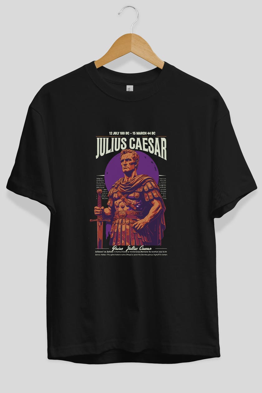 Julius Caesar ön Baskılı Oversize t-shirt Erkek Kadın %100 Pamuk Bisiklet Yaka tişort