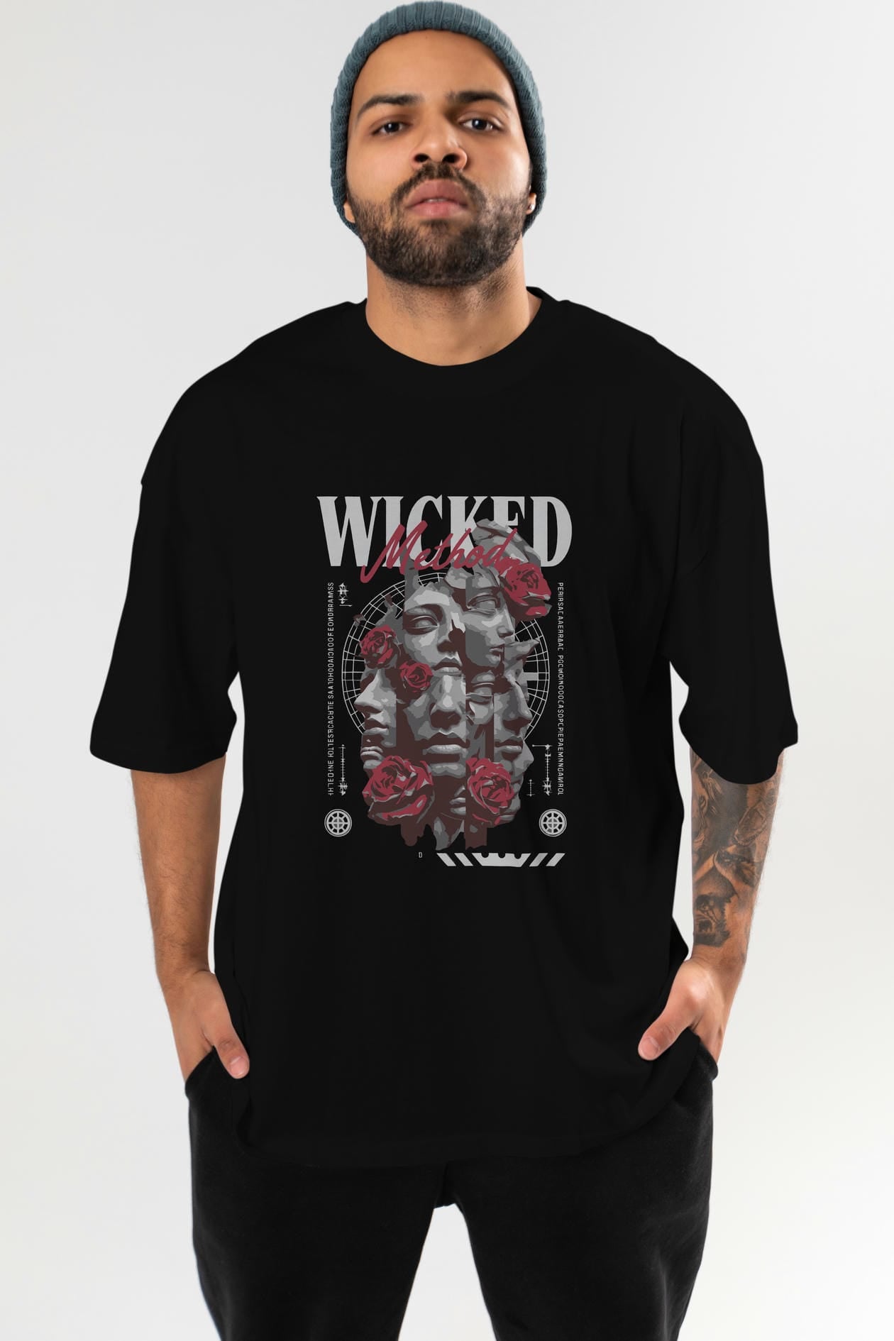 Wicked Method ön Baskılı Oversize t-shirt Erkek Kadın %100 Pamuk Bisiklet Yaka tişort