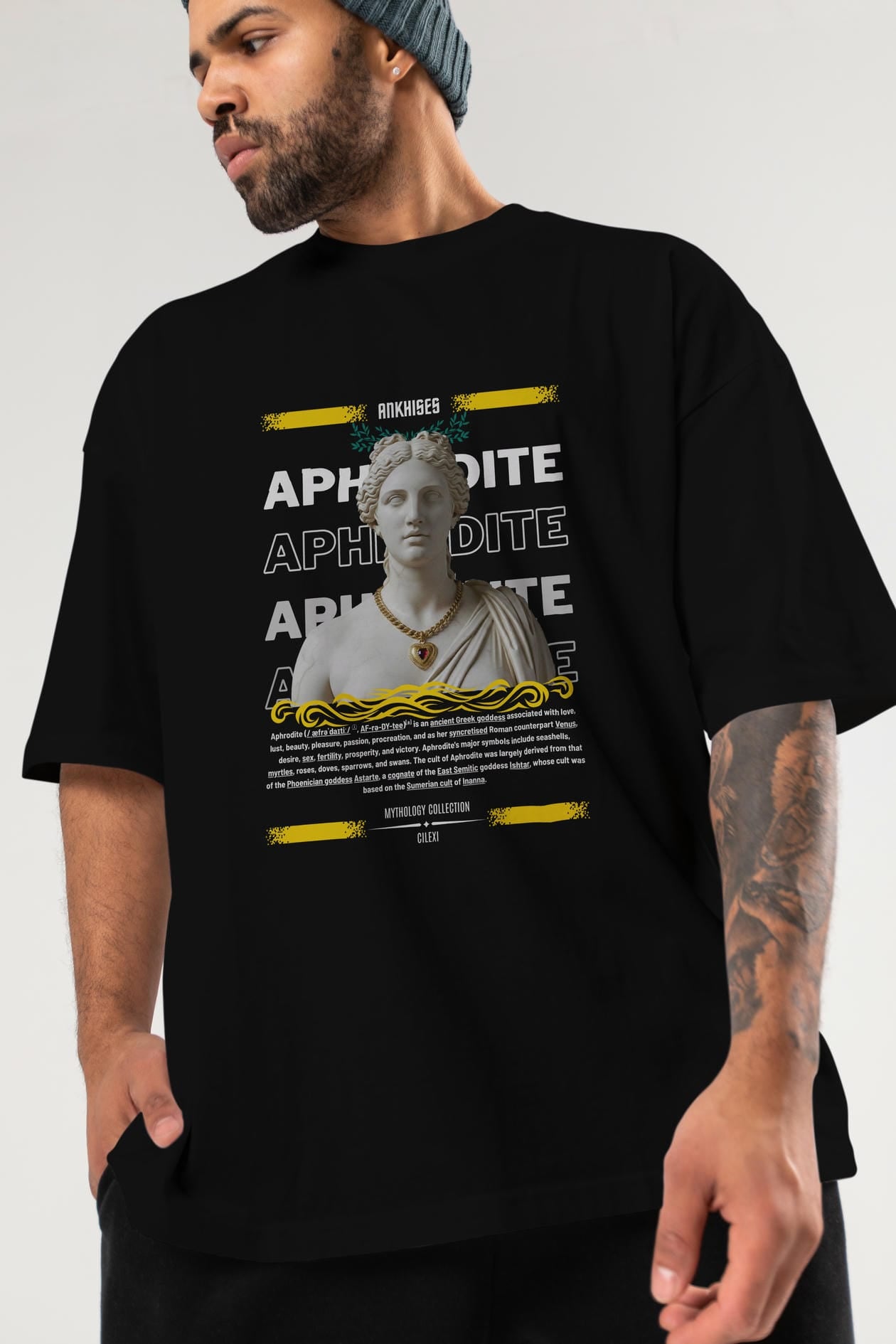 Aphrodite 1 ön Baskılı Oversize t-shirt Erkek Kadın %100 Pamuk Bisiklet Yaka tişort