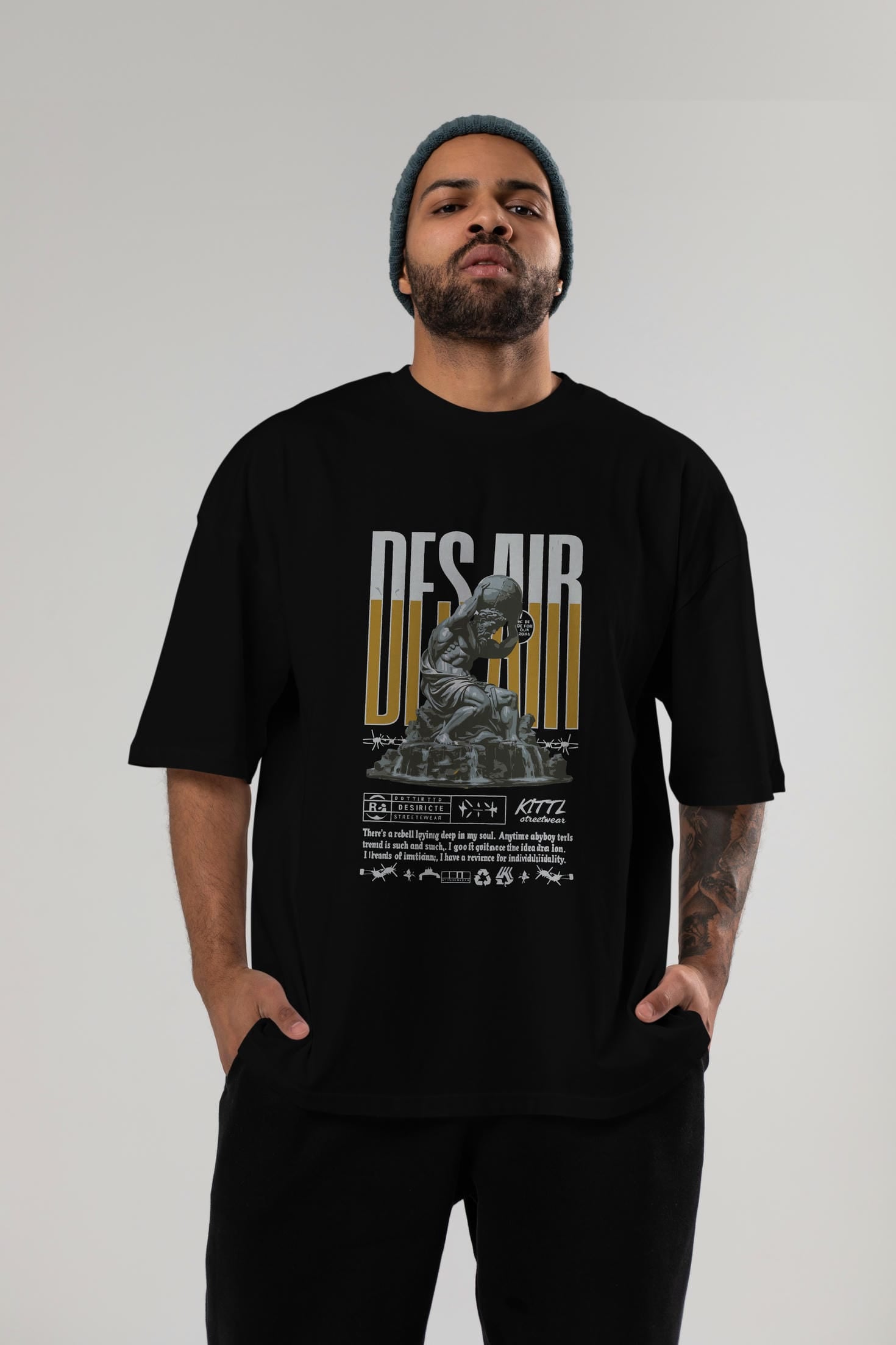 Des air ön Baskılı Oversize t-shirt Erkek Kadın %100 Pamuk Bisiklet Yaka tişort