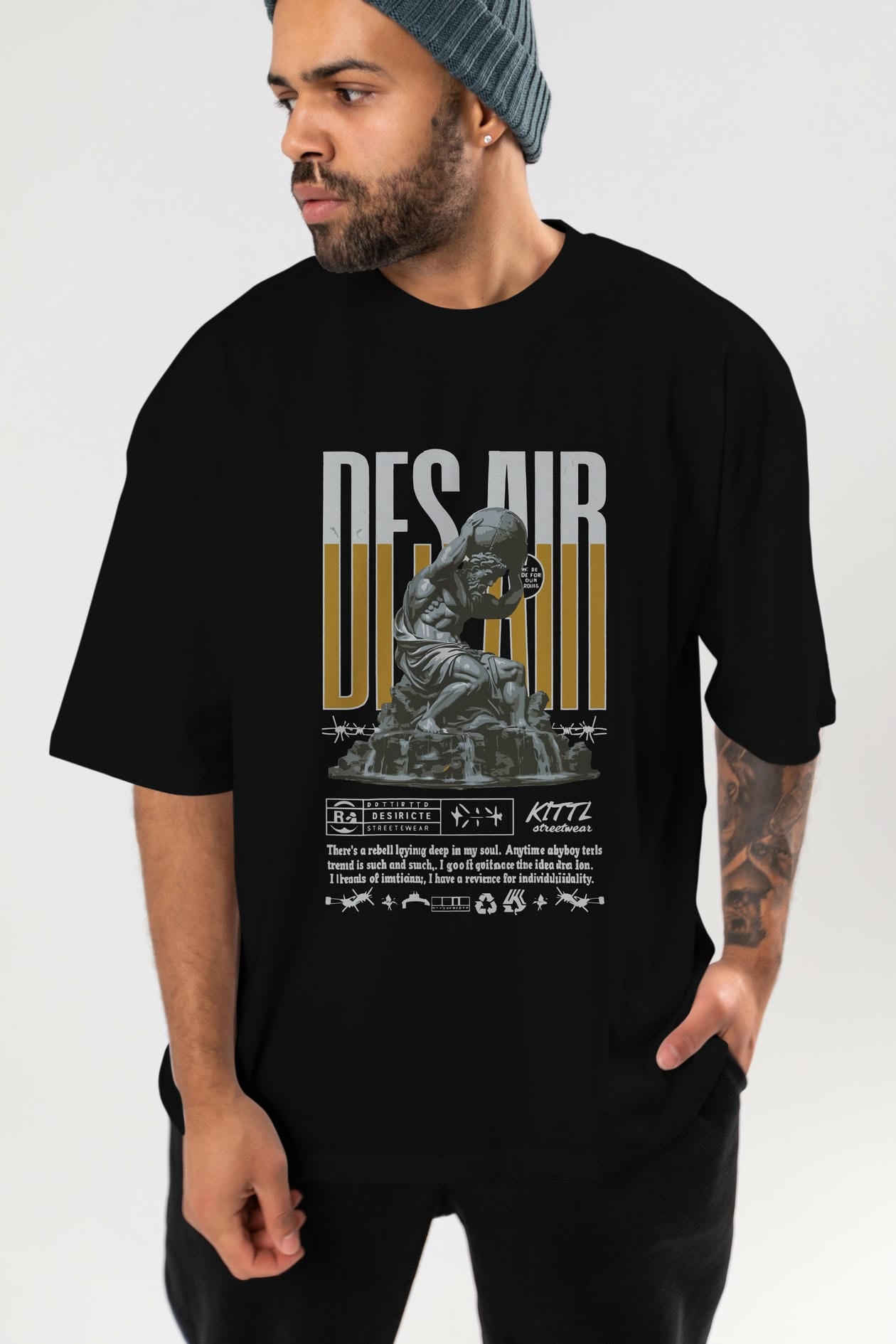 Des air ön Baskılı Oversize t-shirt Erkek Kadın %100 Pamuk Bisiklet Yaka tişort