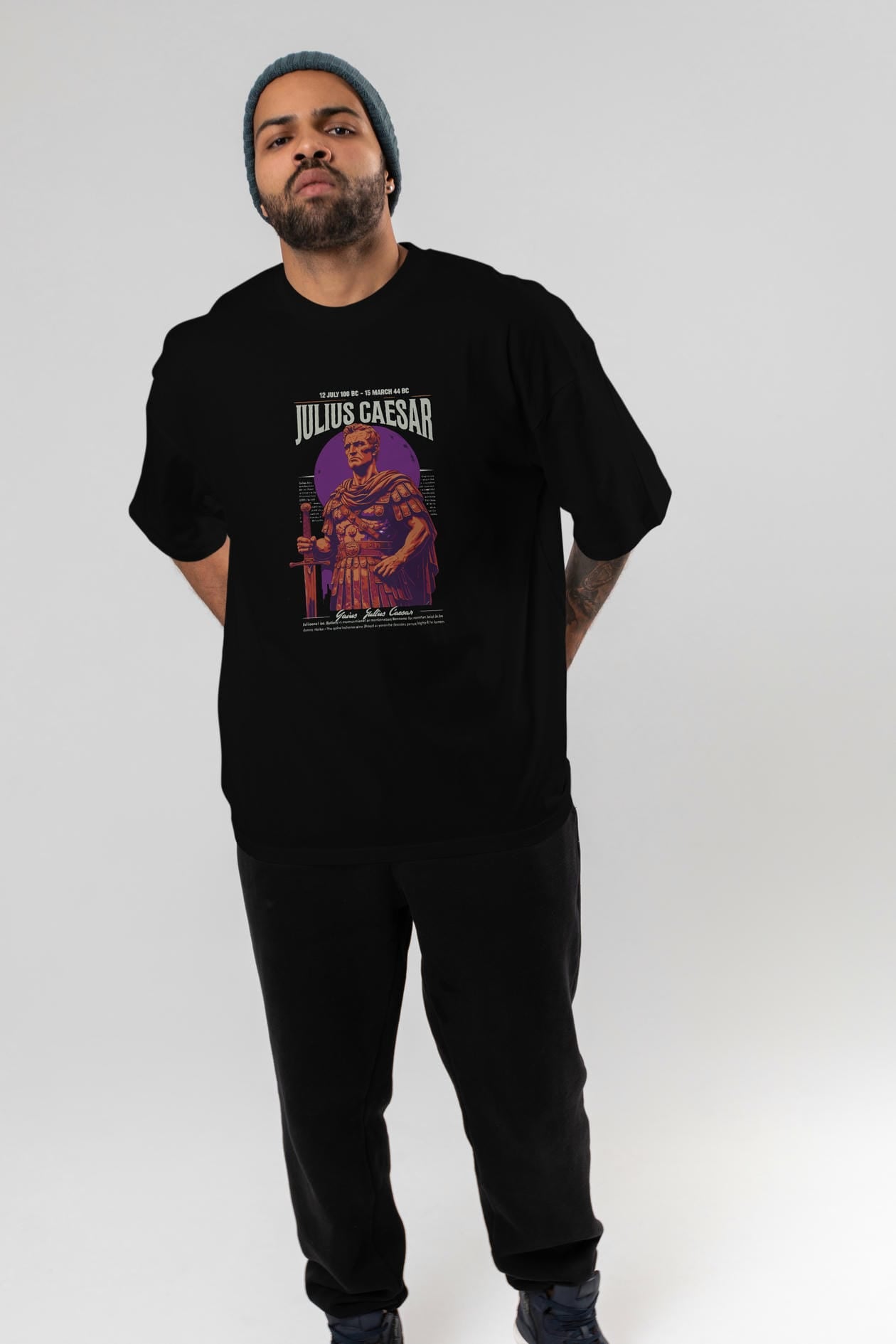 Julius Caesar ön Baskılı Oversize t-shirt Erkek Kadın %100 Pamuk Bisiklet Yaka tişort