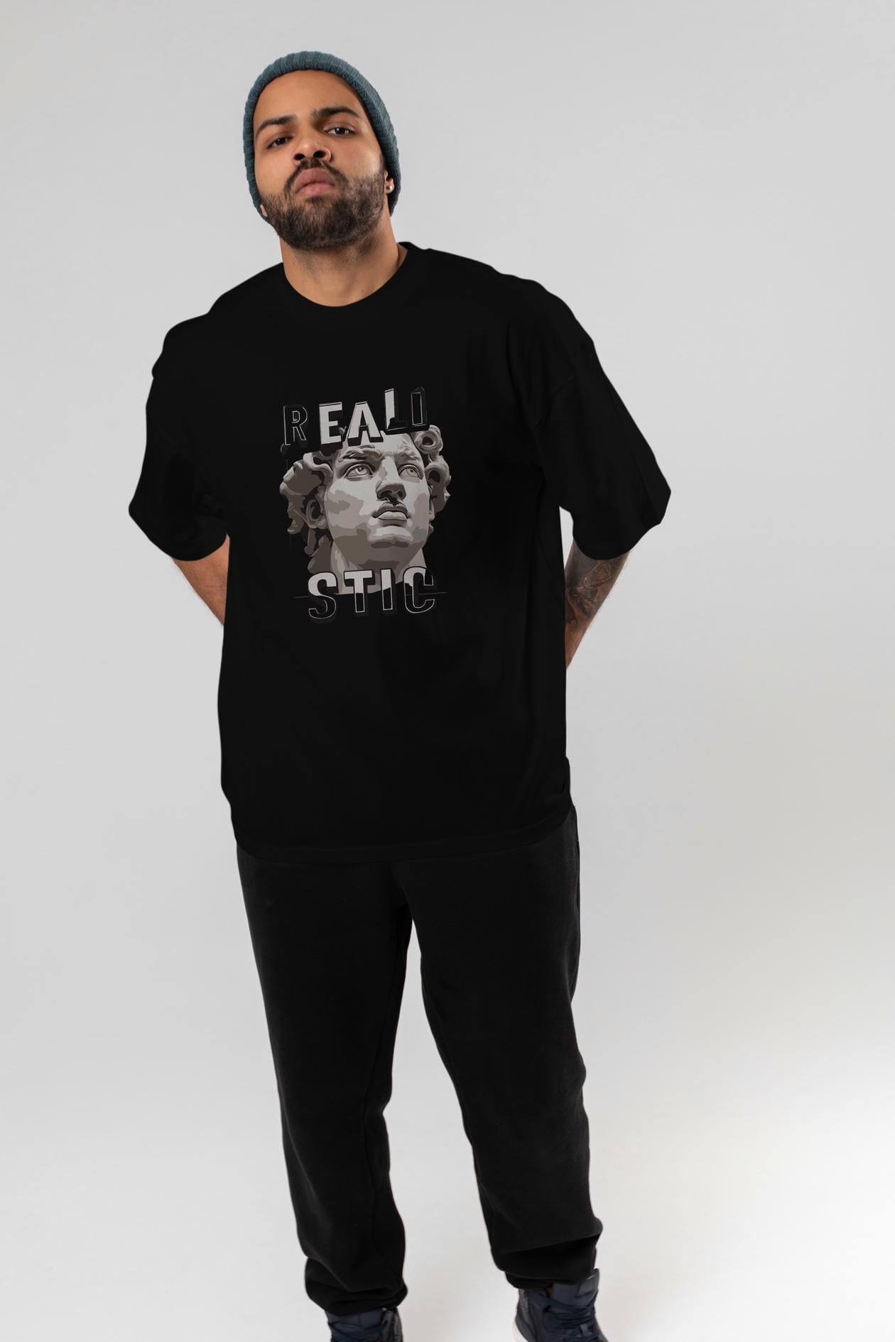 Realistic ön Baskılı Oversize t-shirt Erkek Kadın %100 Pamuk Bisiklet Yaka tişort