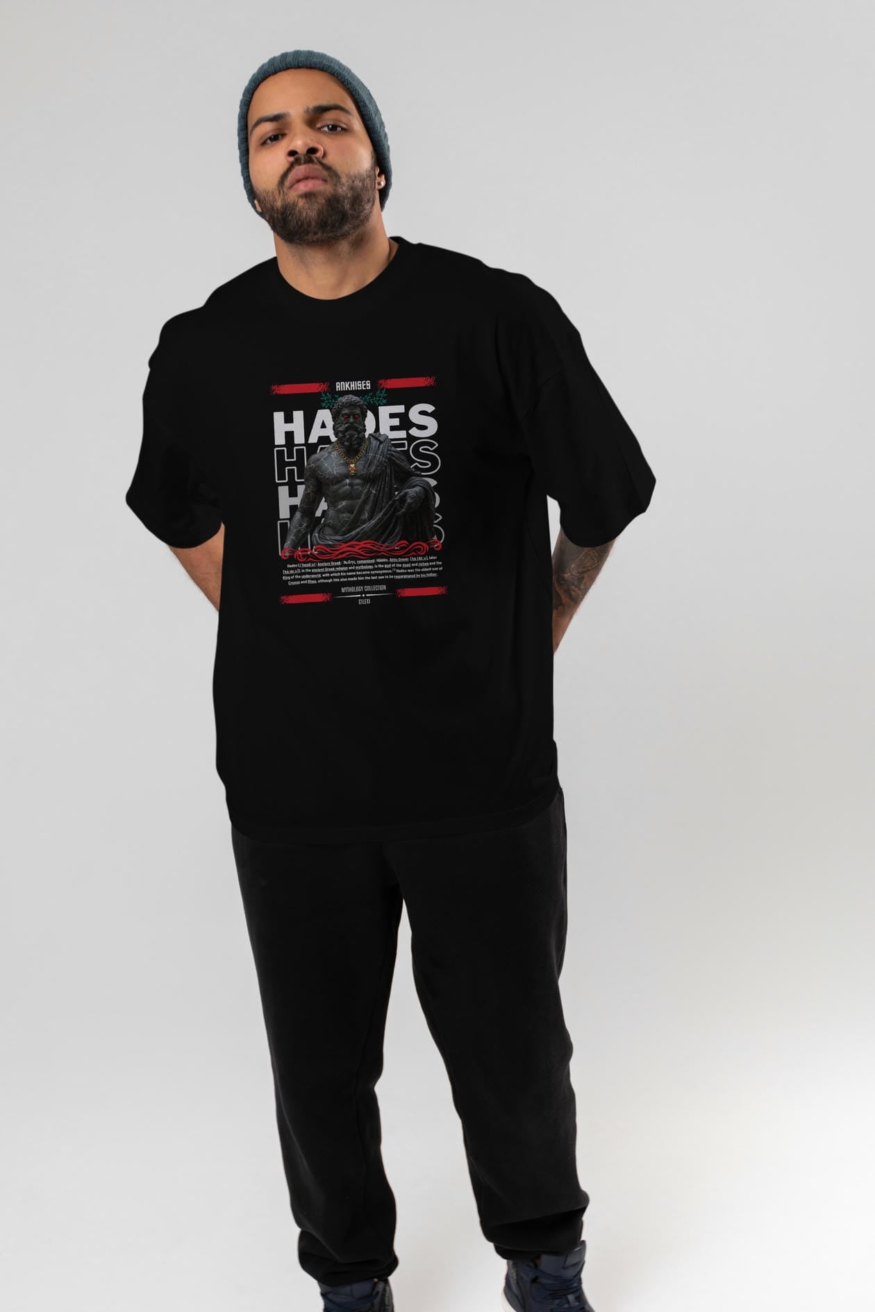 Hades 1 ön Baskılı Oversize t-shirt Erkek Kadın %100 Pamuk Bisiklet Yaka tişort