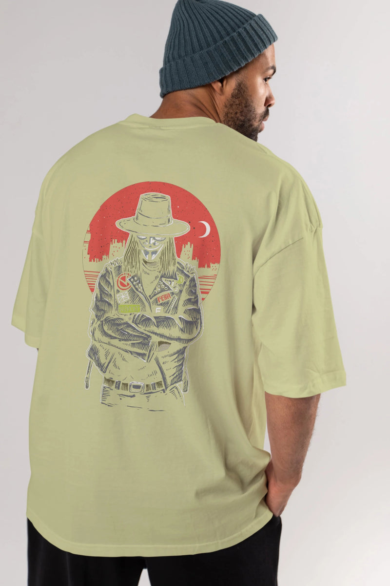 vendetta Arka Baskılı Oversize t-shirt Erkek Kadın Unisex %100 Pamuk - Cilexi