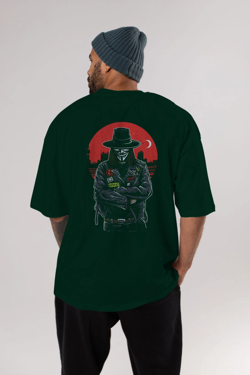 vendetta Arka Baskılı Oversize t-shirt Erkek Kadın Unisex %100 Pamuk - Cilexi