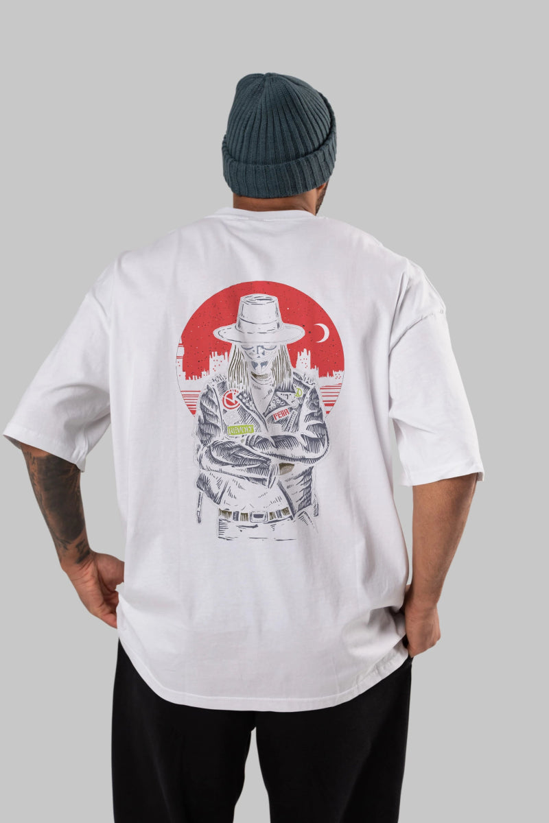 vendetta Arka Baskılı Oversize t-shirt Erkek Kadın Unisex %100 Pamuk - Cilexi