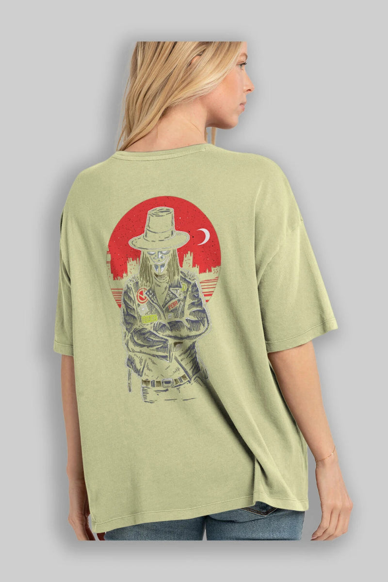 vendetta Arka Baskılı Oversize t-shirt Erkek Kadın Unisex %100 Pamuk - Cilexi